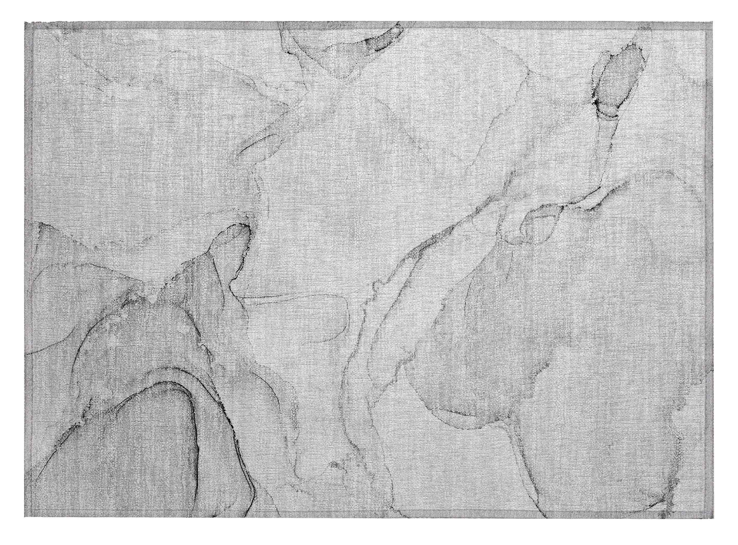 2' X 3' Silver Abstract Washable Non Skid Indoor Outdoor Area Rug