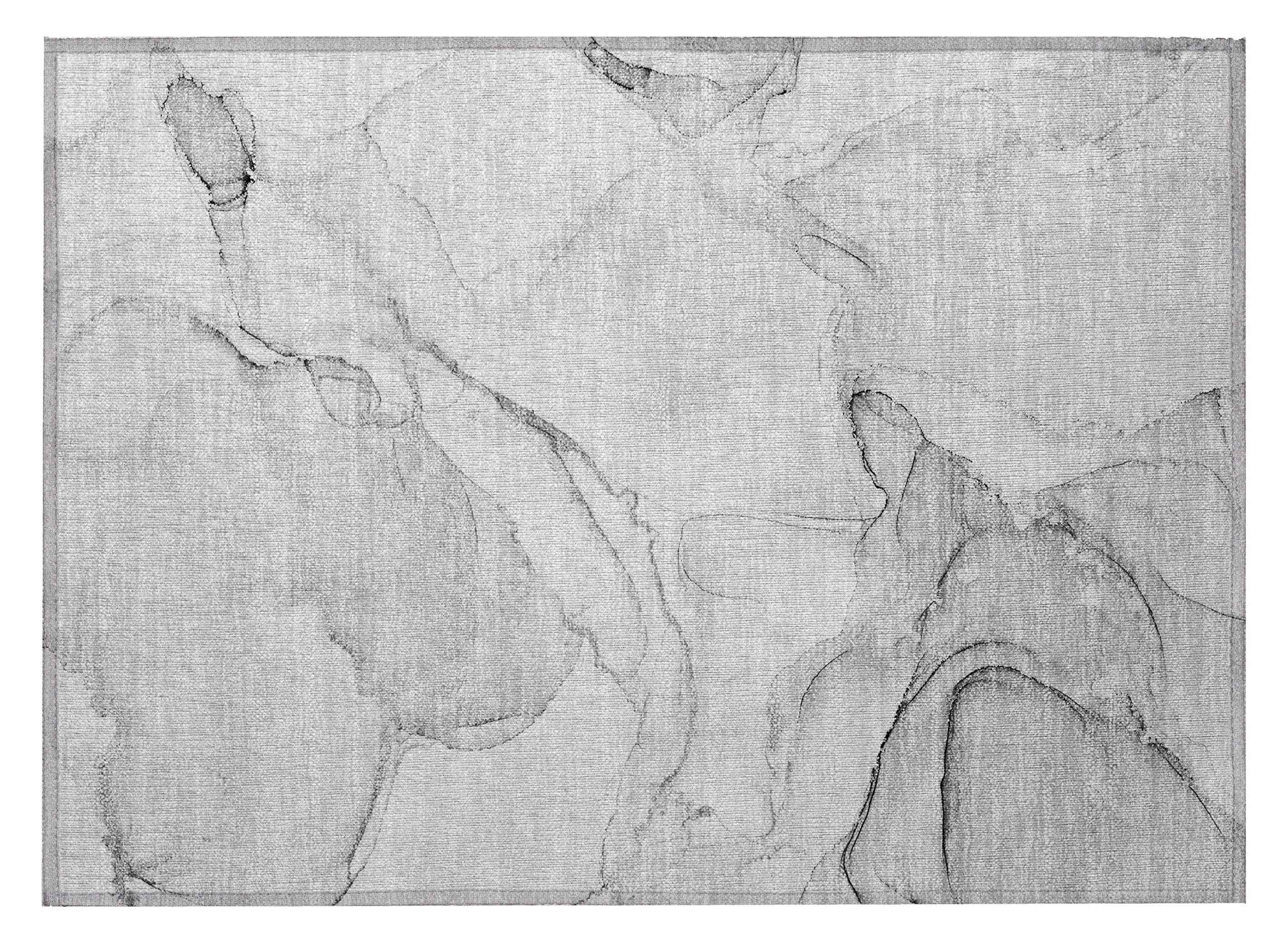 2' X 3' Silver Abstract Washable Non Skid Indoor Outdoor Area Rug