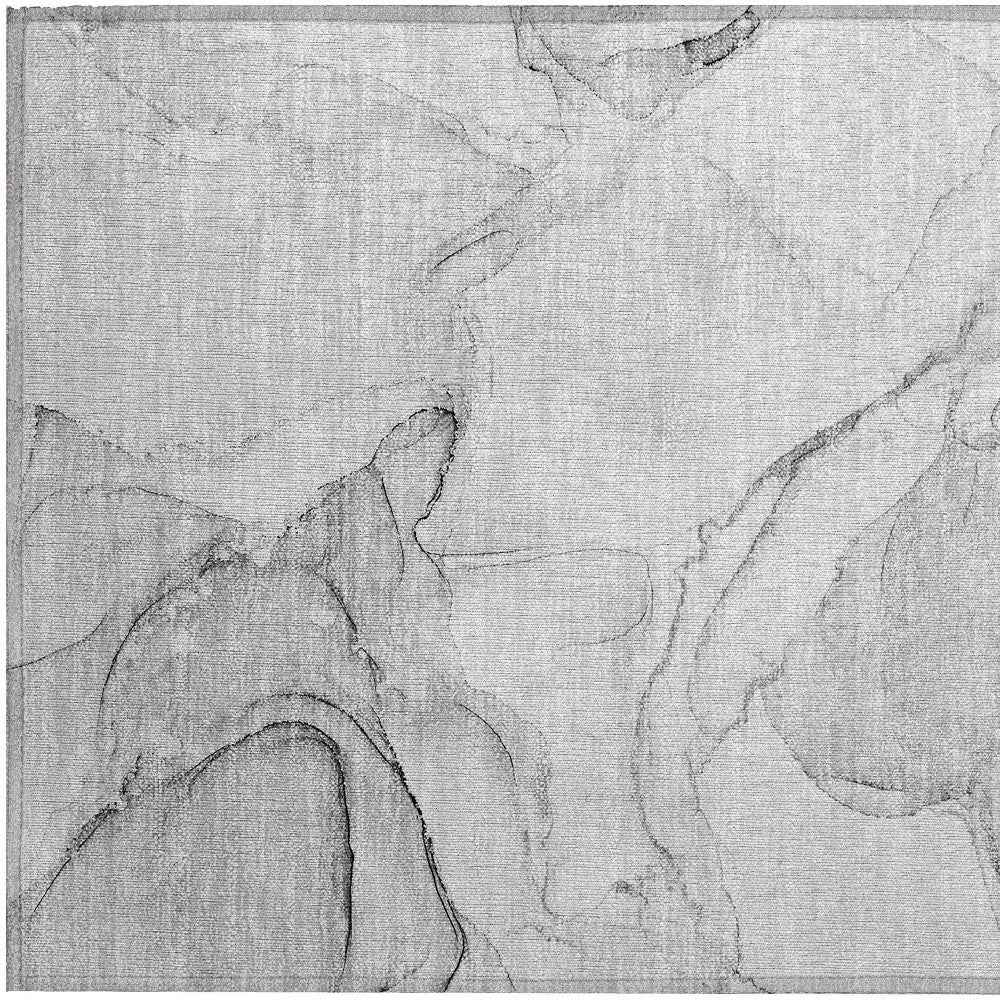 2' X 3' Silver Abstract Washable Non Skid Indoor Outdoor Area Rug