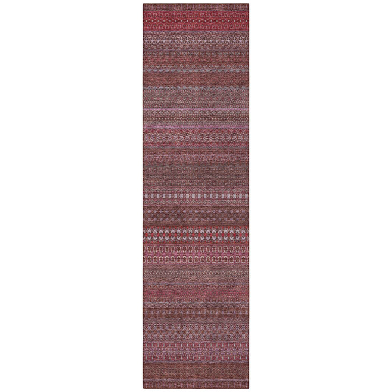 2' X 8' Merlot Striped Washable Indoor Outdoor Runner Rug