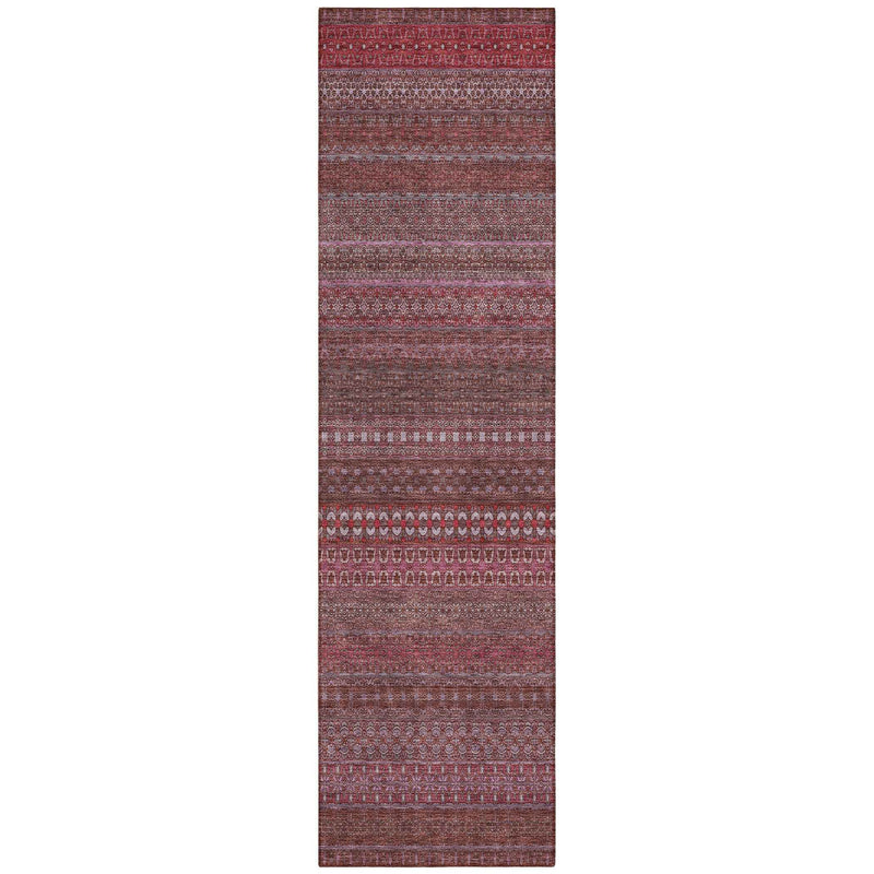 2' X 8' Merlot Striped Washable Indoor Outdoor Runner Rug