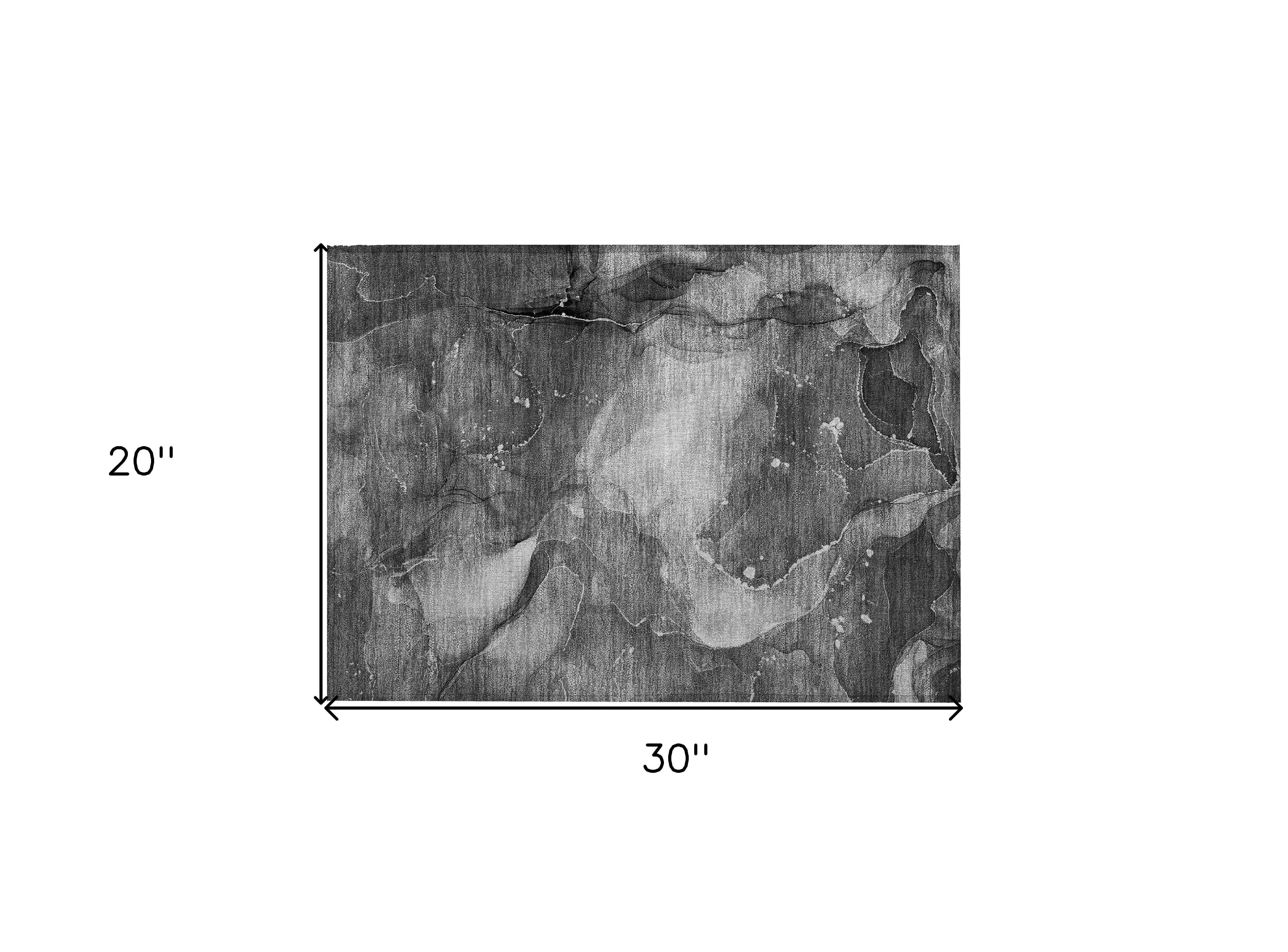 2' X 3' Gray Abstract Washable Non Skid Indoor Outdoor Area Rug