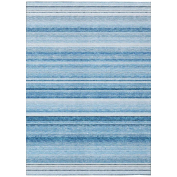 3' X 5' Blue Striped Washable Non Skid Indoor Outdoor Area Rug