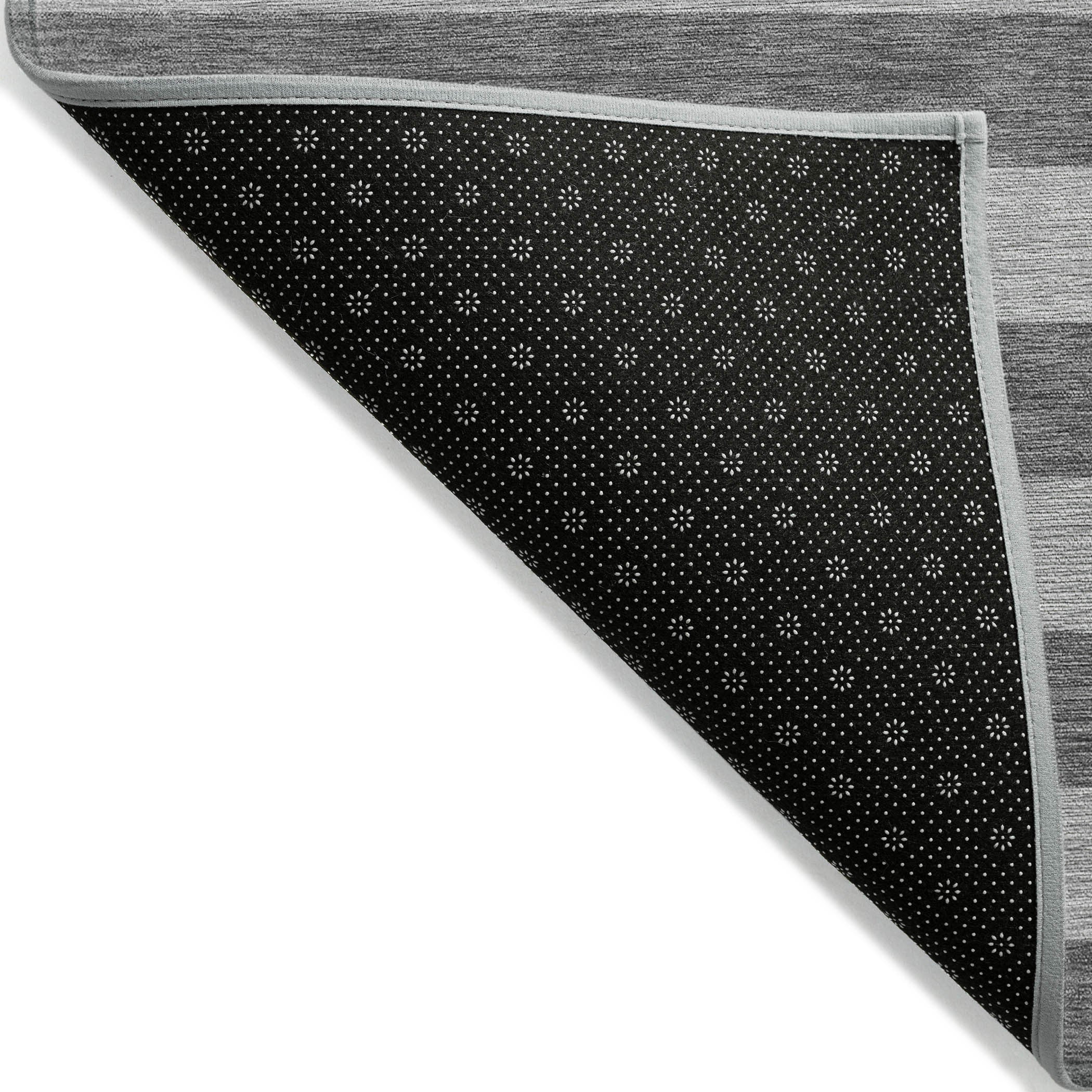 3' X 5' Gray and White Striped Washable Non Skid Indoor Outdoor Area Rug - Outdoor