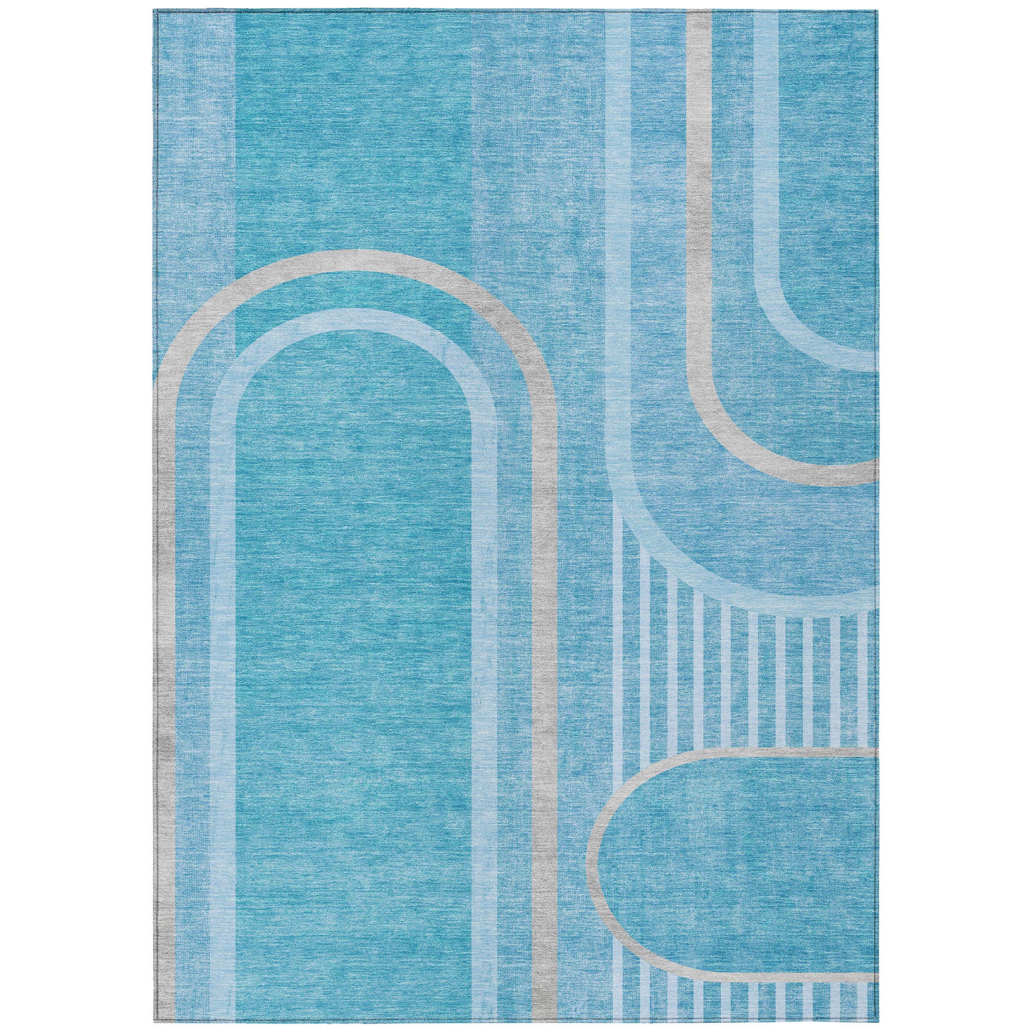 10' X 14' Teal Abstract Washable Indoor Outdoor Area Rug - Sports & Outdoor