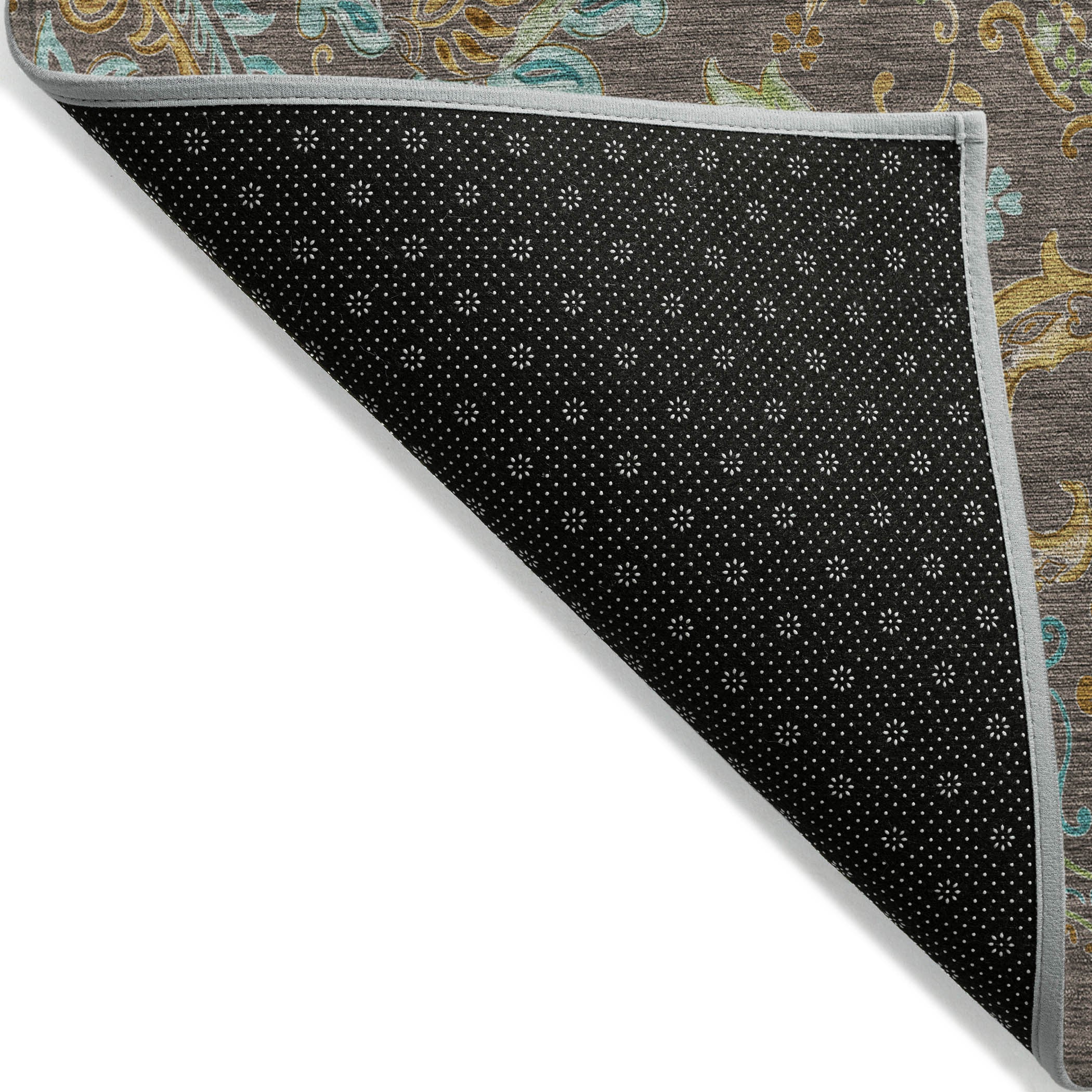 3' X 5' Brown Aqua and Gold Paisley Washable Non Skid Indoor Outdoor Area Rug - Sports & Outdoor