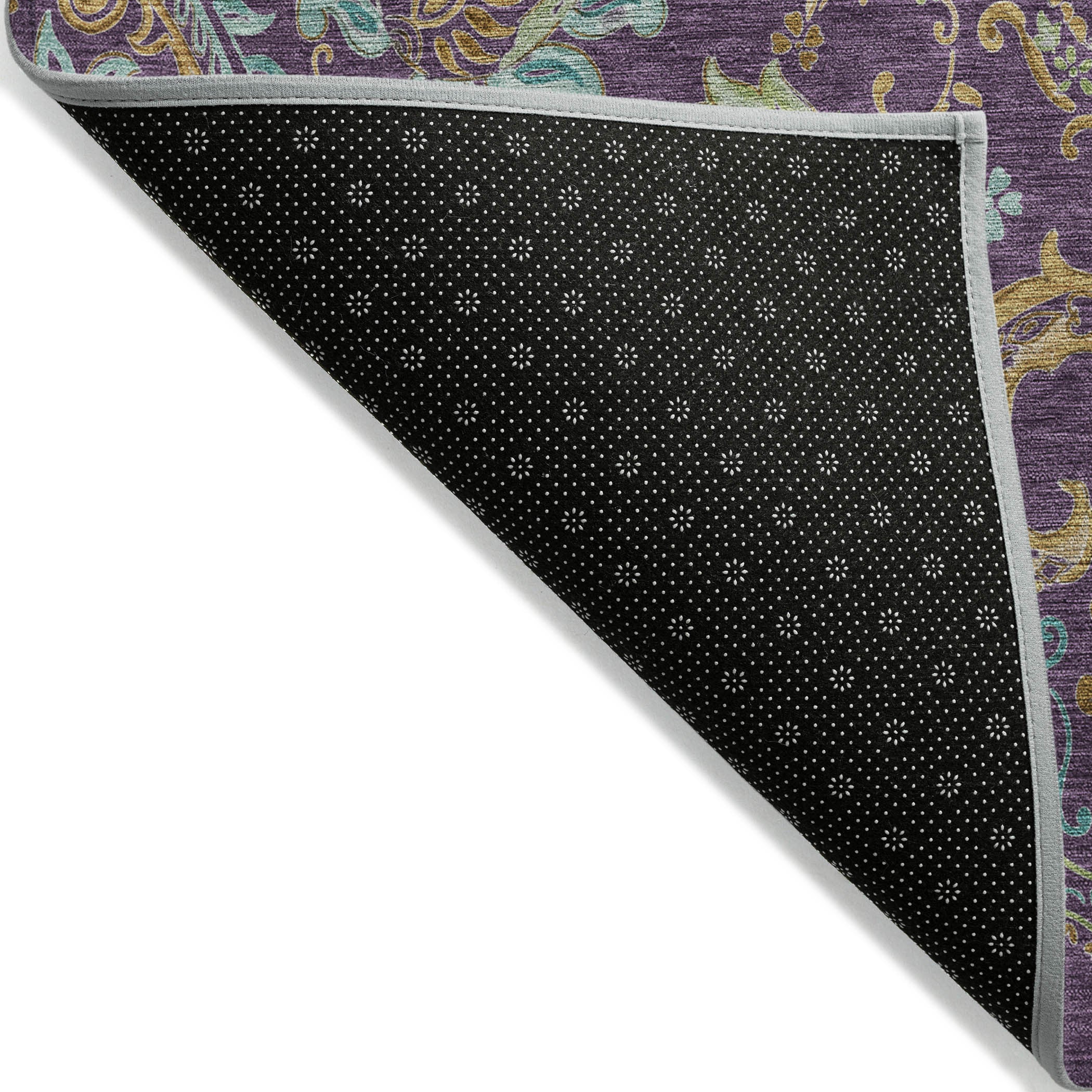 10' X 14' Purple Turquoise and Gold Paisley Washable Non Skid Indoor Outdoor Area Rug - Sports & Outdoor