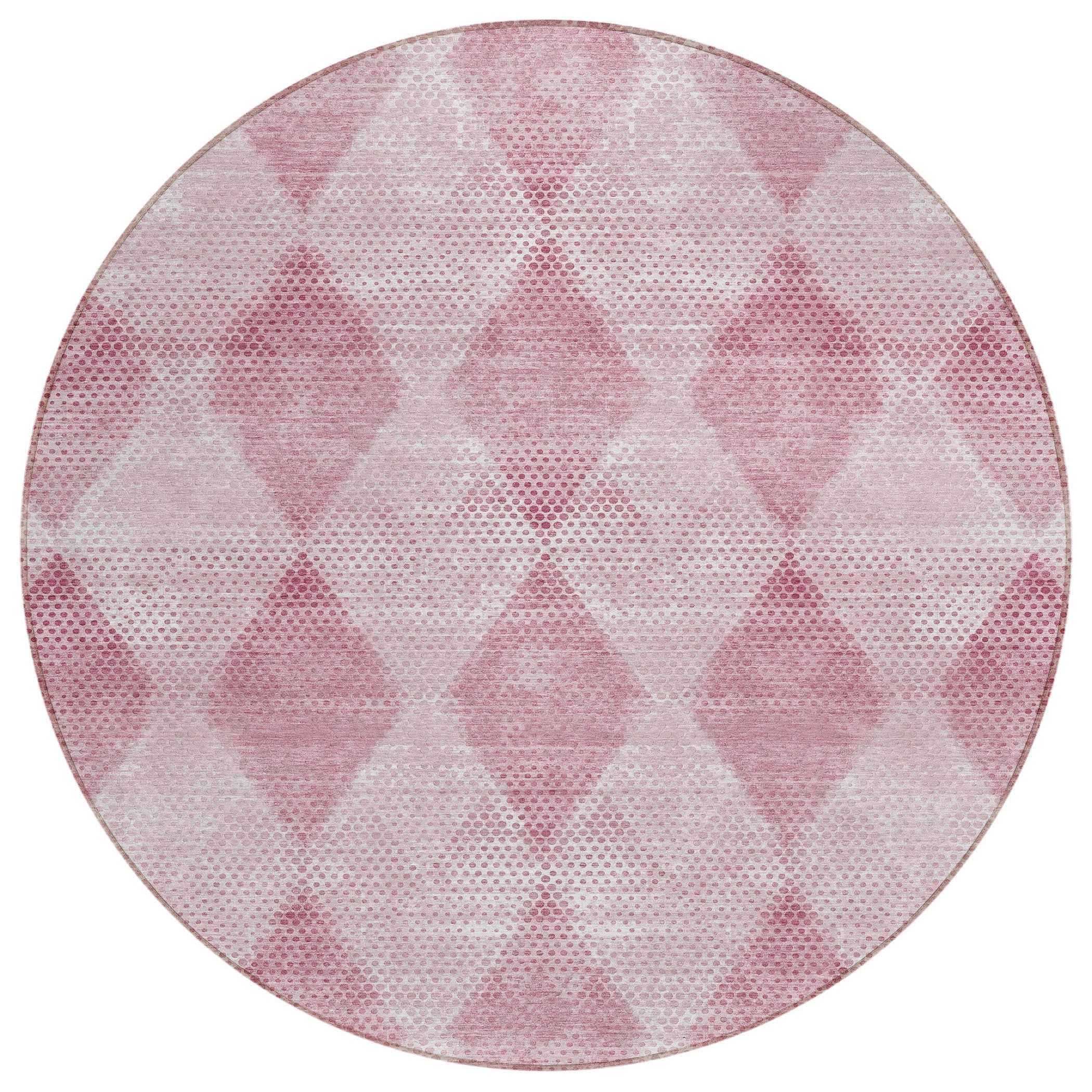 8' Round Merlot Round Geometric Washable Non Skid Indoor Outdoor Area Rug