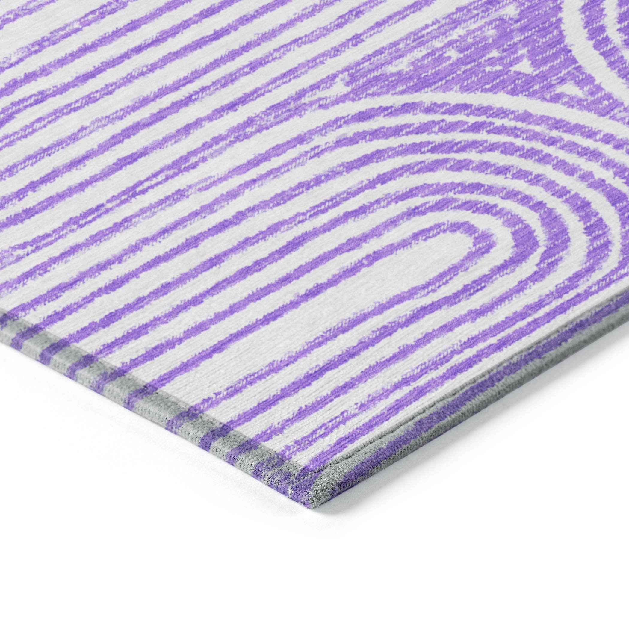 2' X 3' Purple and White Abstract Washable Non Skid Indoor Outdoor Area Rug