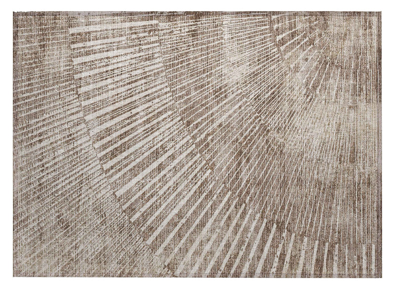 2' X 3' Taupe and Ivory Abstract Washable Non Skid Indoor Outdoor Area Rug