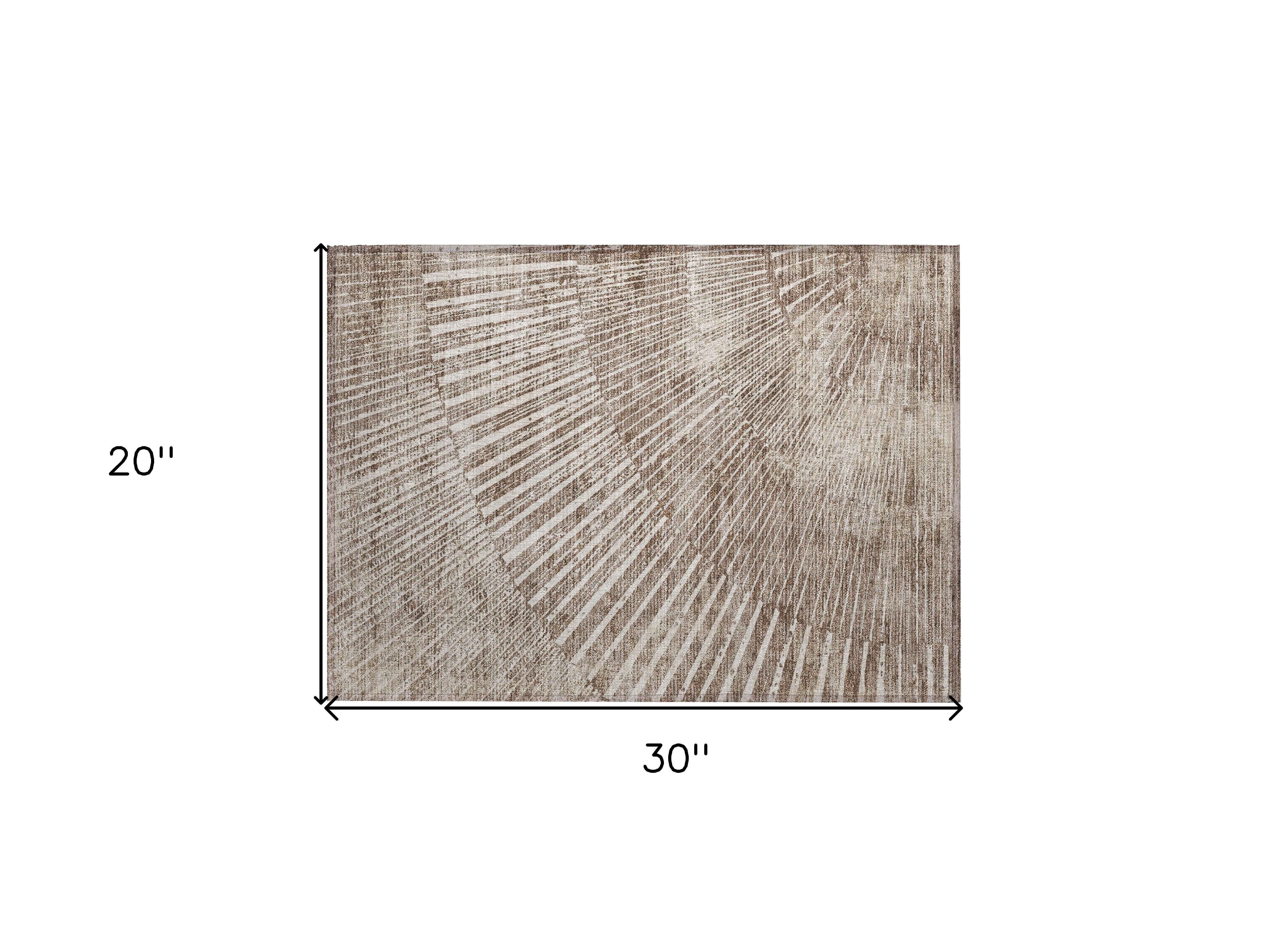 2' X 3' Taupe and Ivory Abstract Washable Non Skid Indoor Outdoor Area Rug