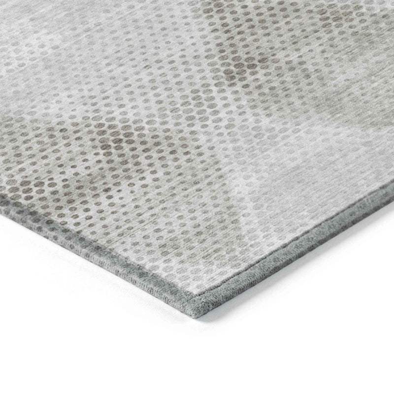 9' X 12' Gray Geometric Washable Non Skid Indoor Outdoor Area Rug