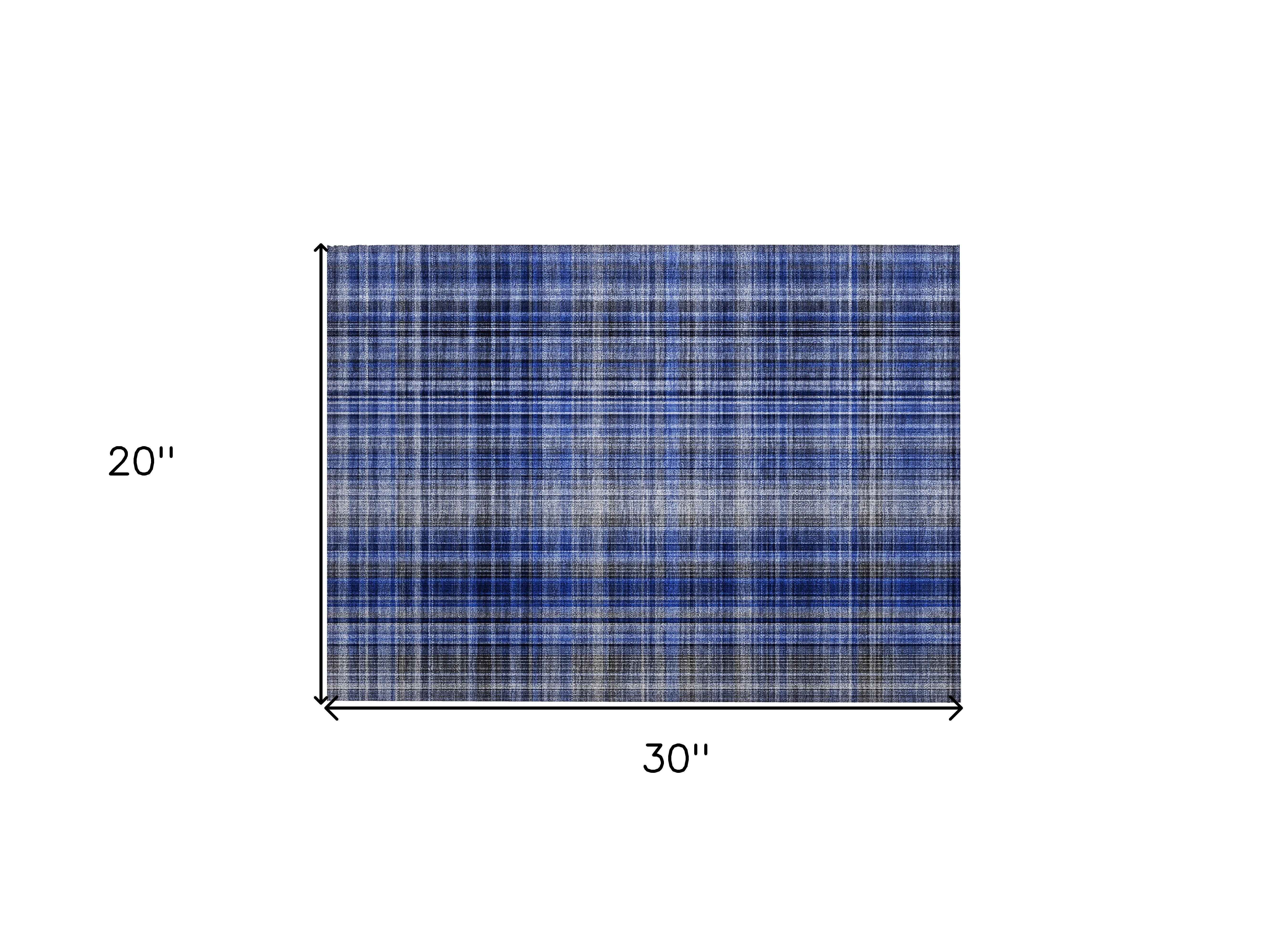 2' X 3' Navy Blue Plaid Washable Non Skid Indoor Outdoor Area Rug