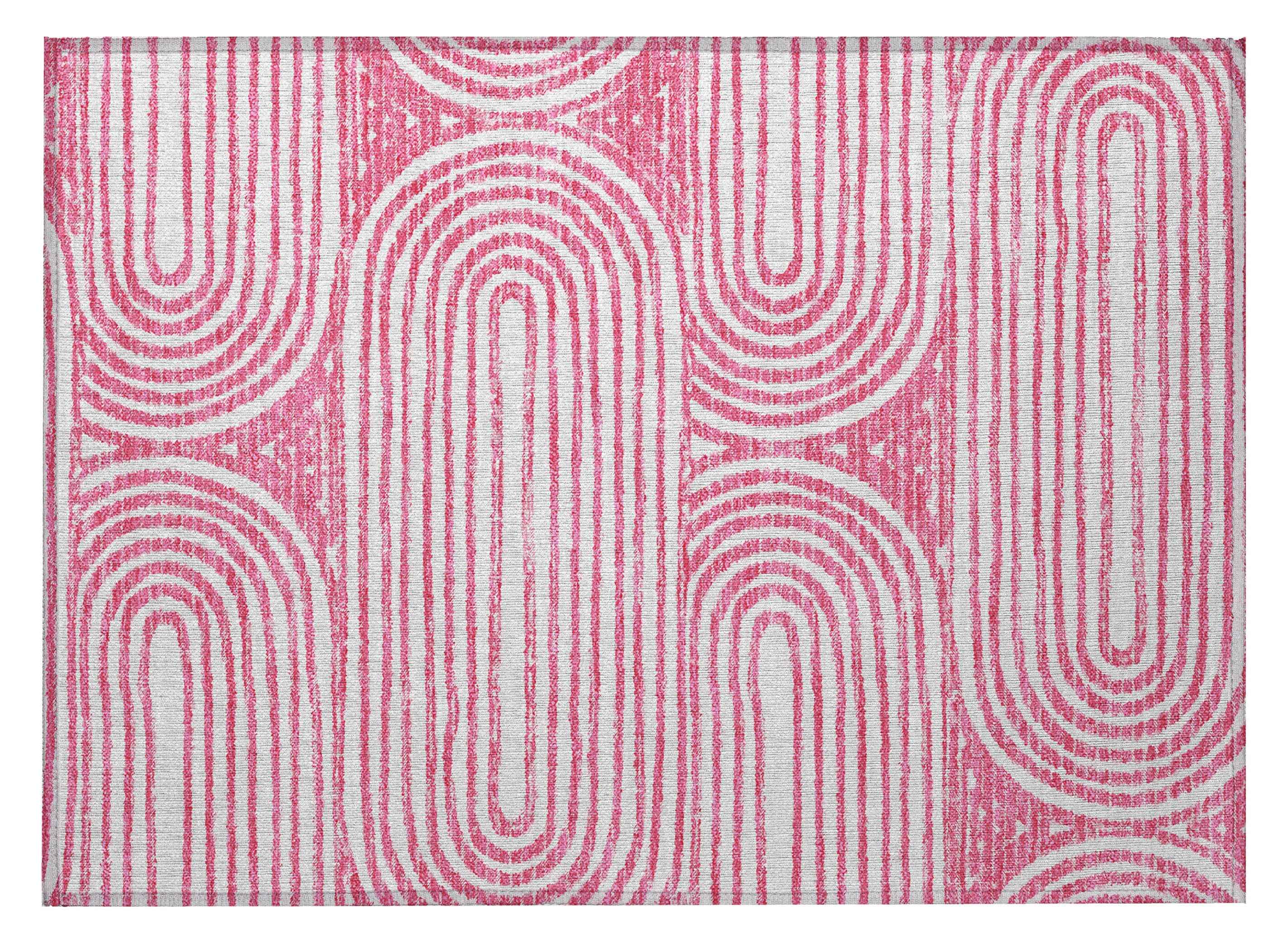 2' X 3' Blush Abstract Washable Non Skid Indoor Outdoor Area Rug