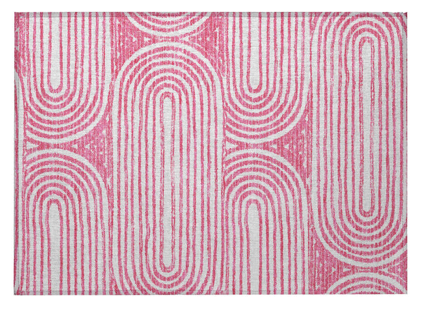 2' X 3' Blush Abstract Washable Non Skid Indoor Outdoor Area Rug