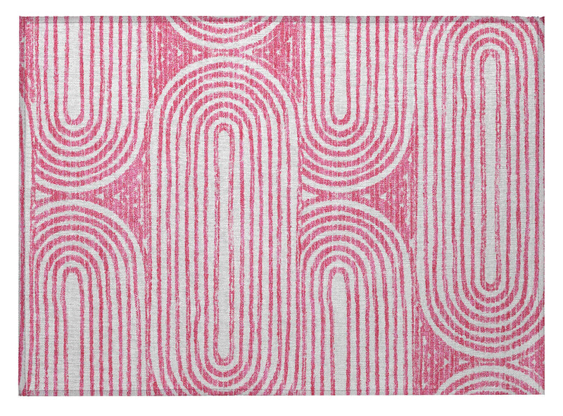 2' X 3' Blush Abstract Washable Non Skid Indoor Outdoor Area Rug