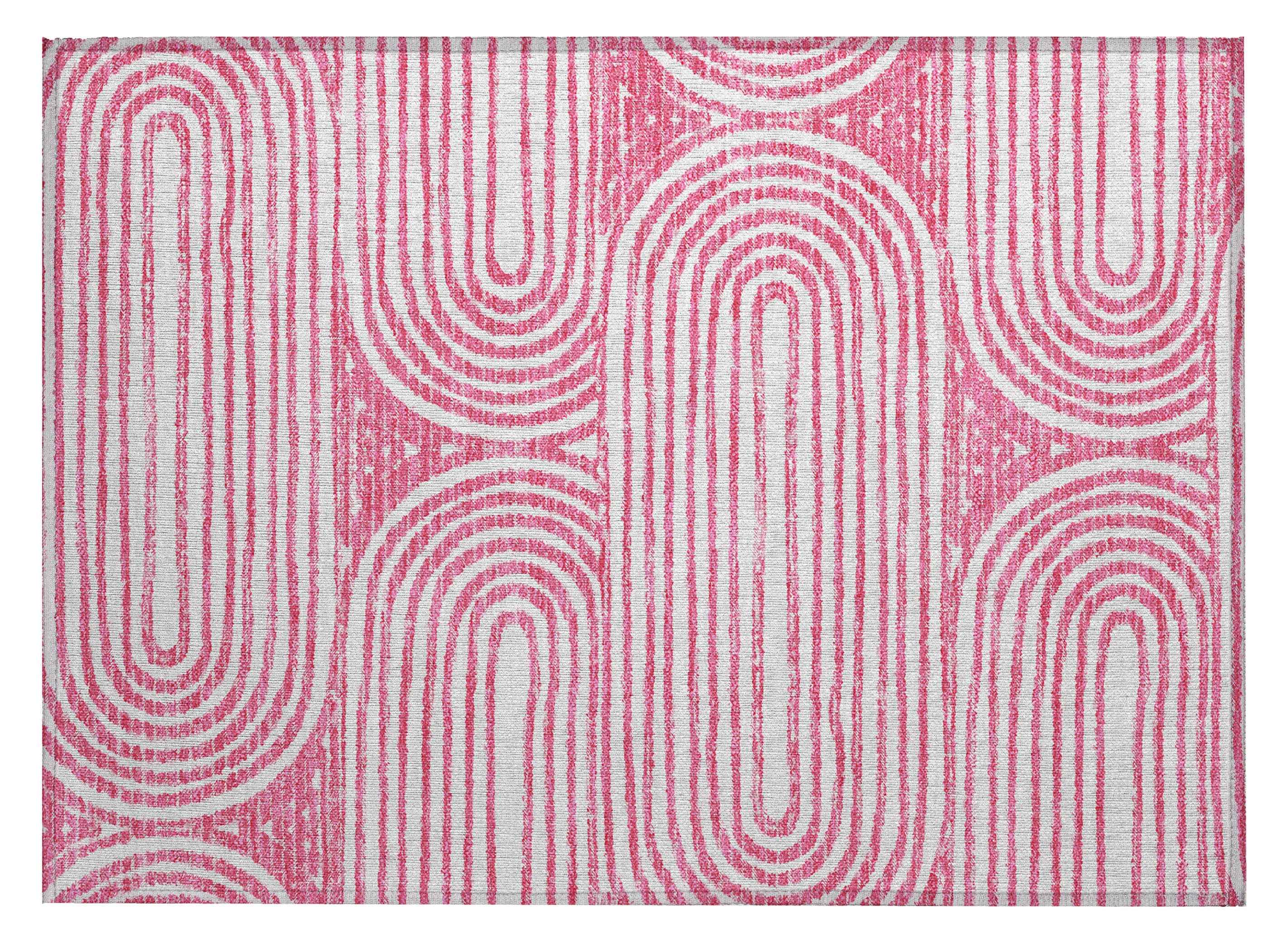2' X 3' Blush Abstract Washable Non Skid Indoor Outdoor Area Rug