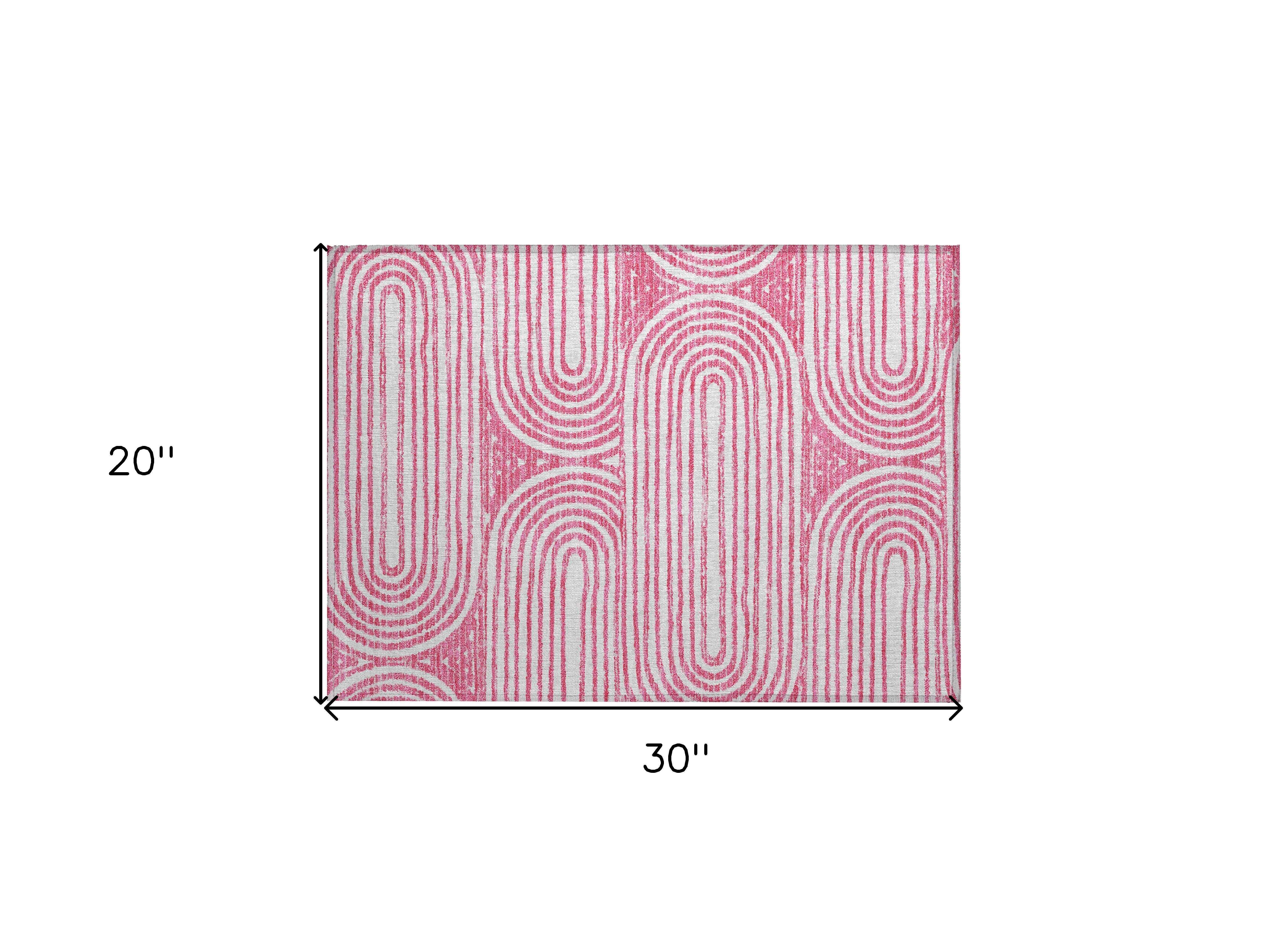 2' X 3' Blush Abstract Washable Non Skid Indoor Outdoor Area Rug