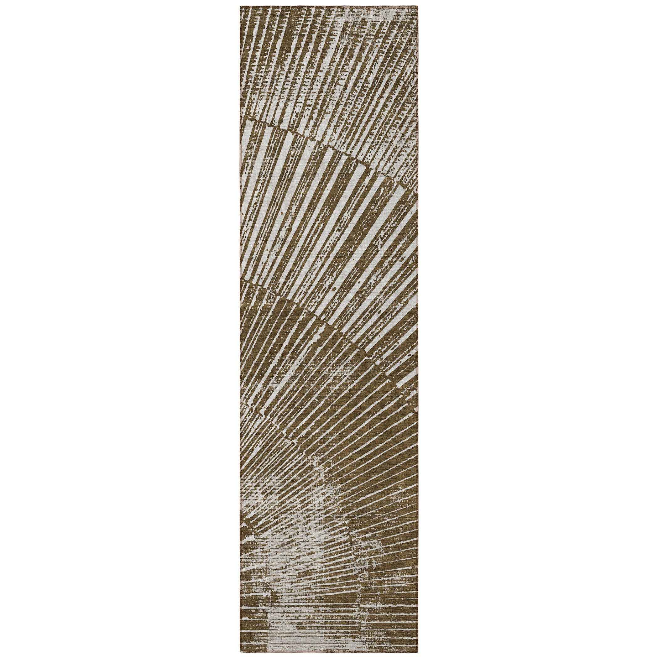 8' Runner Chocolate Abstract Washable Non Skid Indoor Outdoor Runner Rug