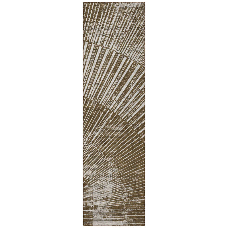 8' Runner Chocolate Abstract Washable Non Skid Indoor Outdoor Runner Rug