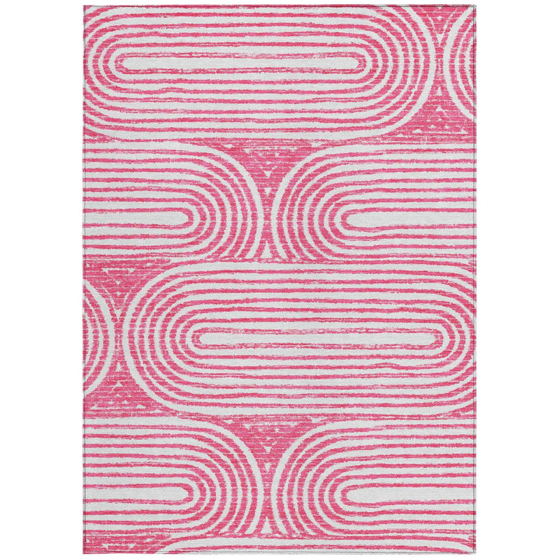 5' X 8' Blush Abstract Washable Non Skid Indoor Outdoor Area Rug