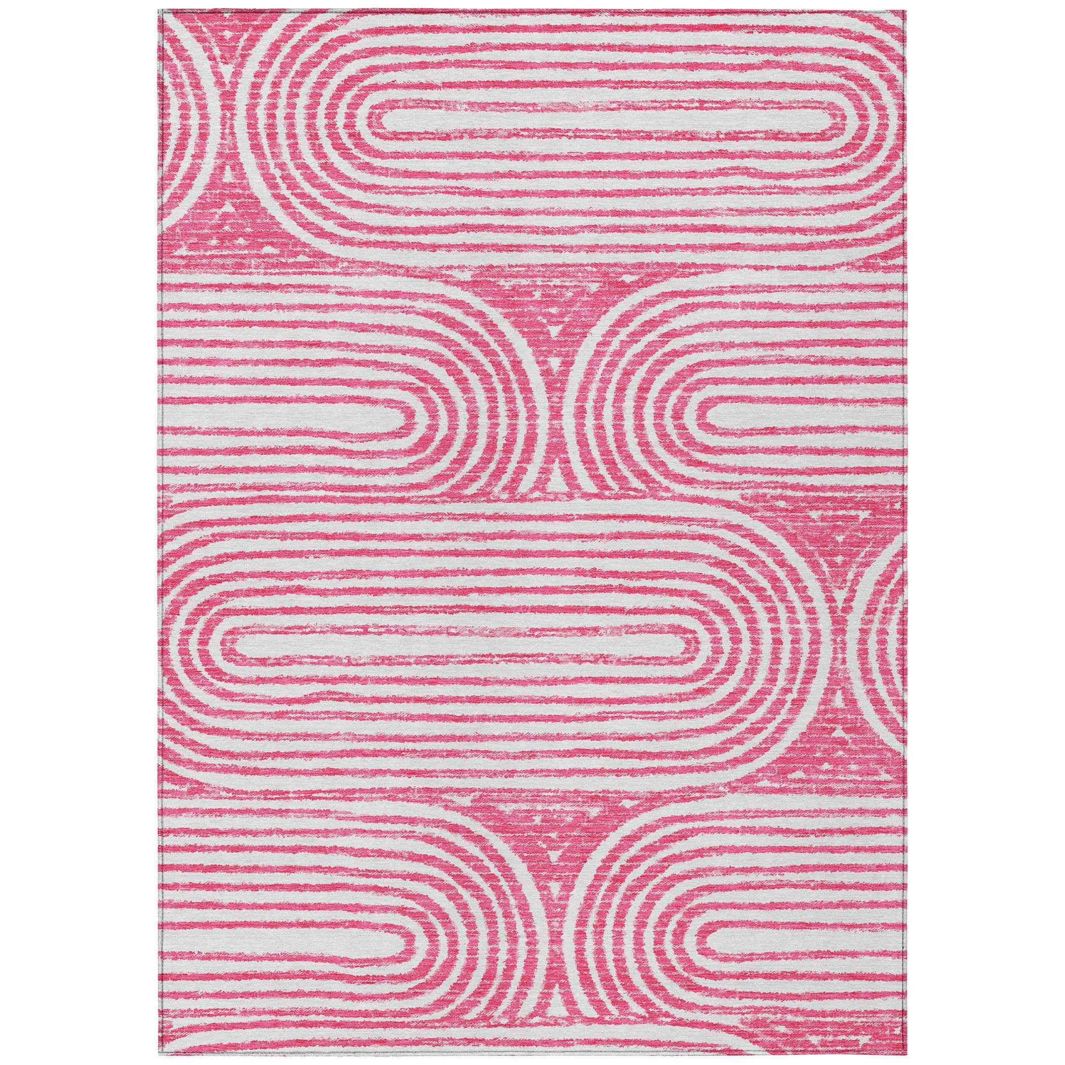 5' X 8' Blush Abstract Washable Non Skid Indoor Outdoor Area Rug