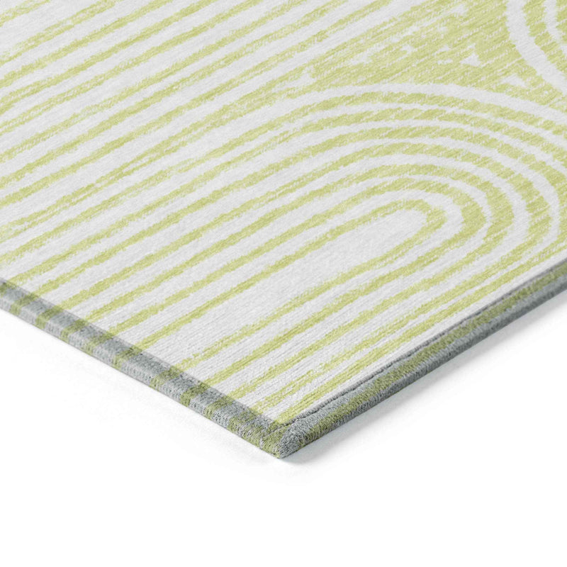 8' X 10' Green and White Abstract Washable Non Skid Indoor Outdoor Area Rug