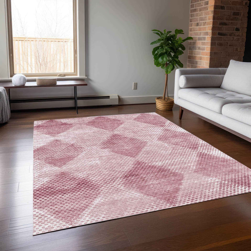 10' X 14' Merlot Geometric Washable Non Skid Indoor Outdoor Area Rug