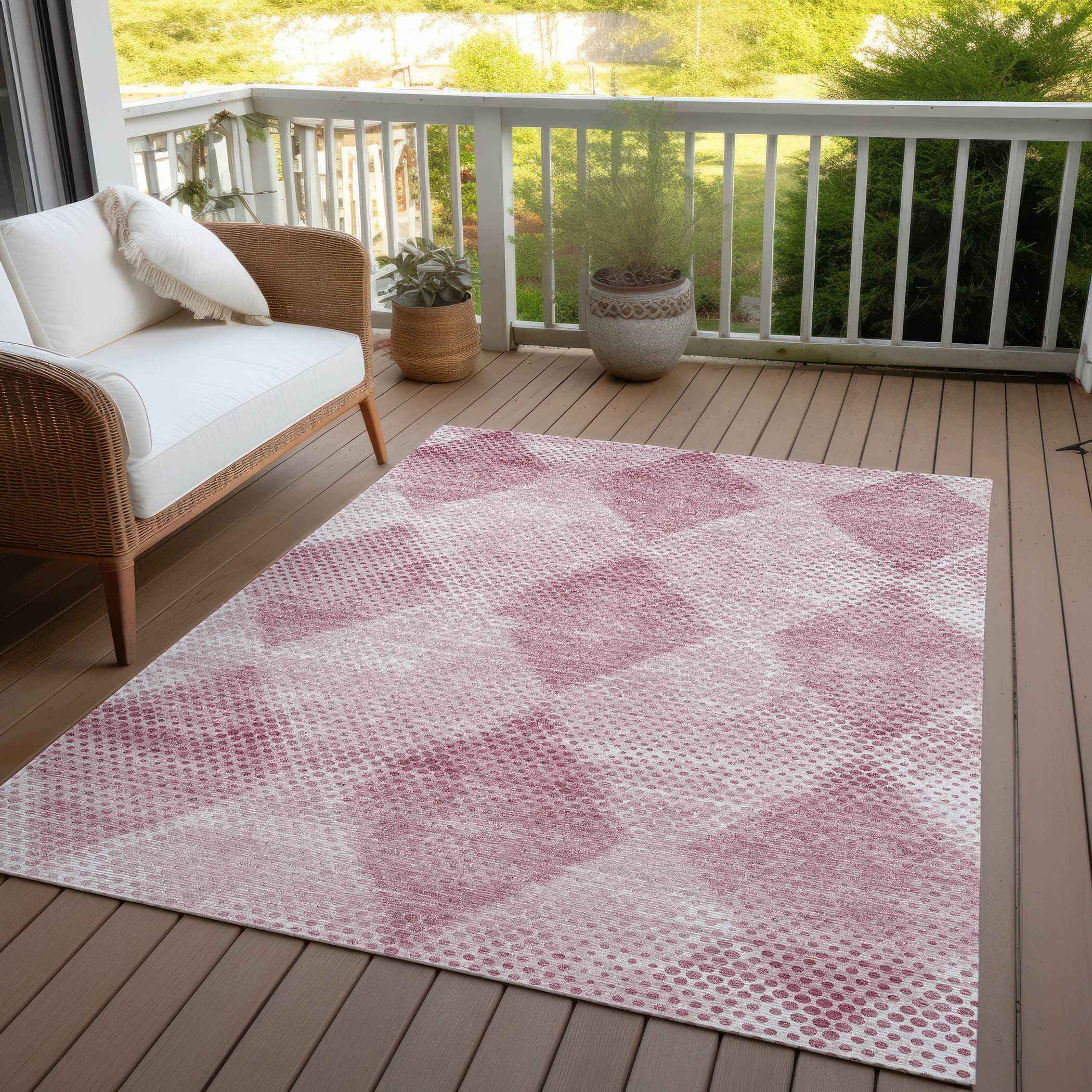 10' X 14' Merlot Geometric Washable Non Skid Indoor Outdoor Area Rug
