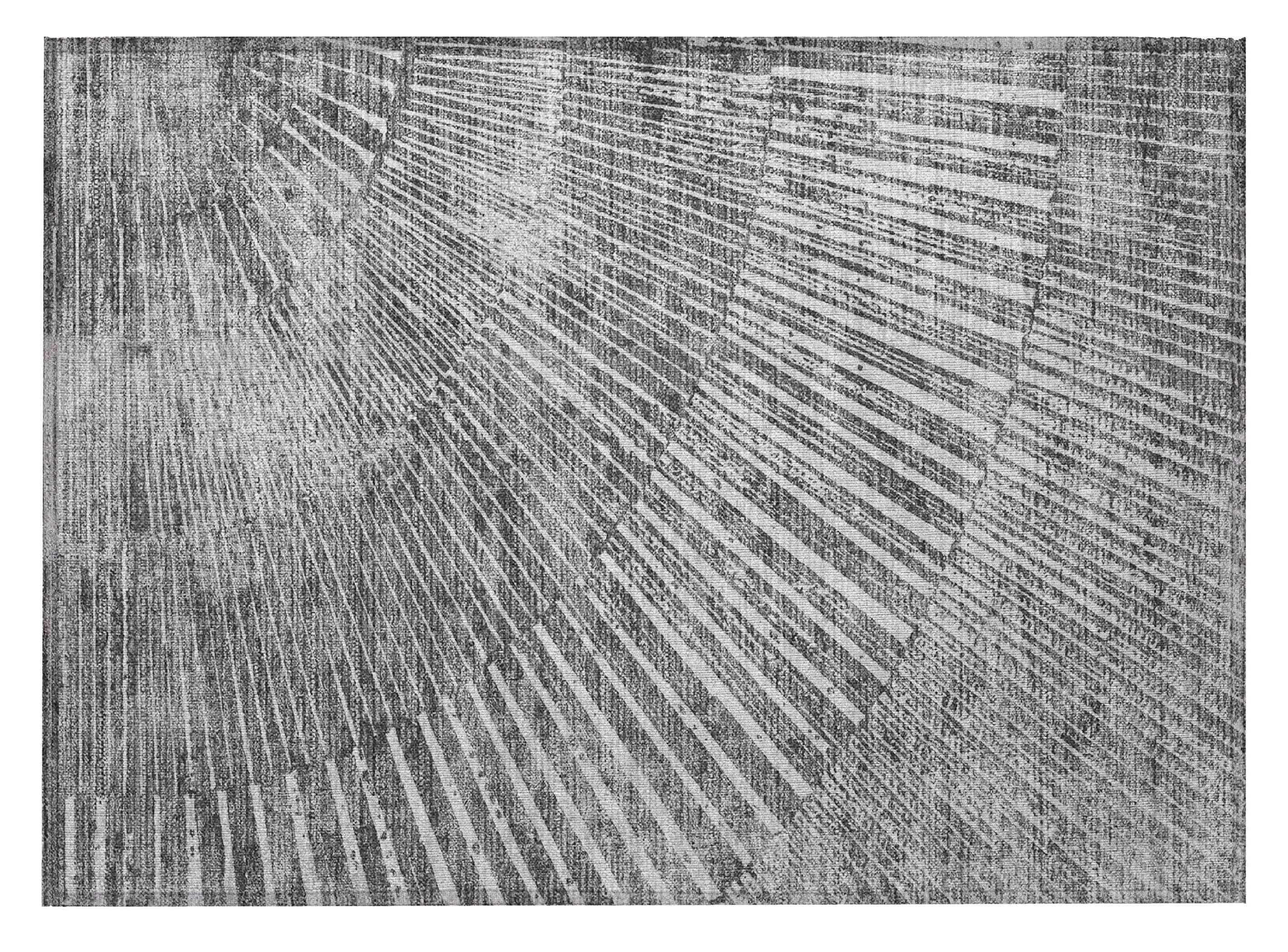 2' X 3' Gray and Ivory Abstract Washable Non Skid Indoor Outdoor Area Rug