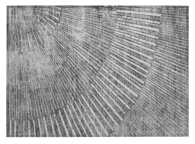 2' X 3' Gray and Ivory Abstract Washable Non Skid Indoor Outdoor Area Rug