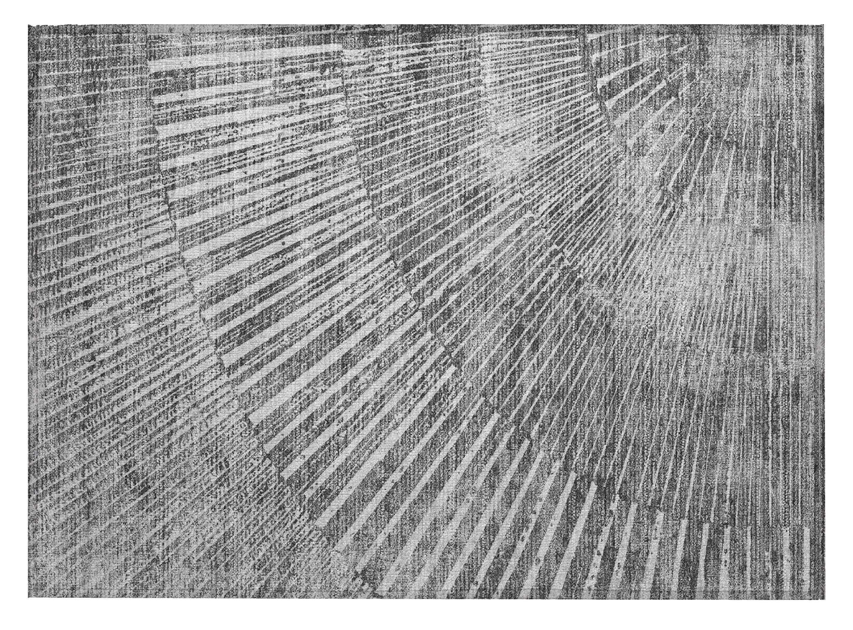 2' X 3' Gray and Ivory Abstract Washable Non Skid Indoor Outdoor Area Rug