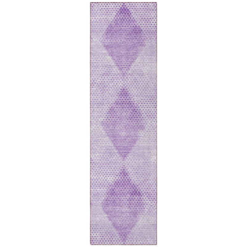 8' Runner Lavender Geometric Washable Non Skid Indoor Outdoor Runner Rug