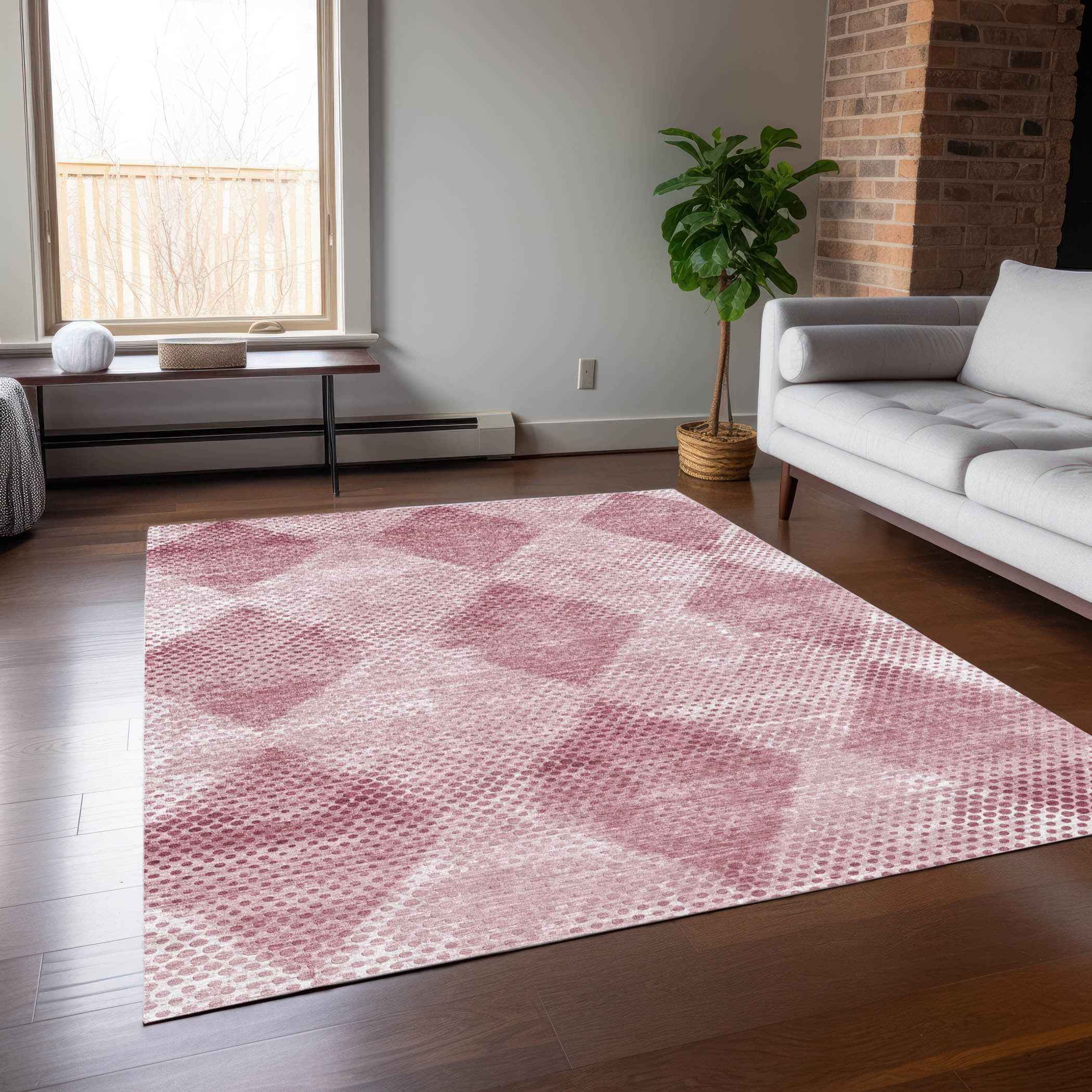 9' X 12' Merlot Geometric Washable Non Skid Indoor Outdoor Area Rug