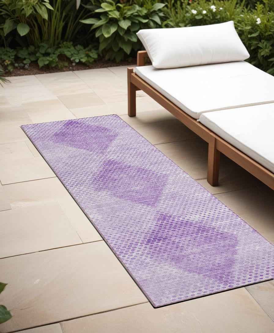 8' Runner Lavender Geometric Washable Non Skid Indoor Outdoor Runner Rug