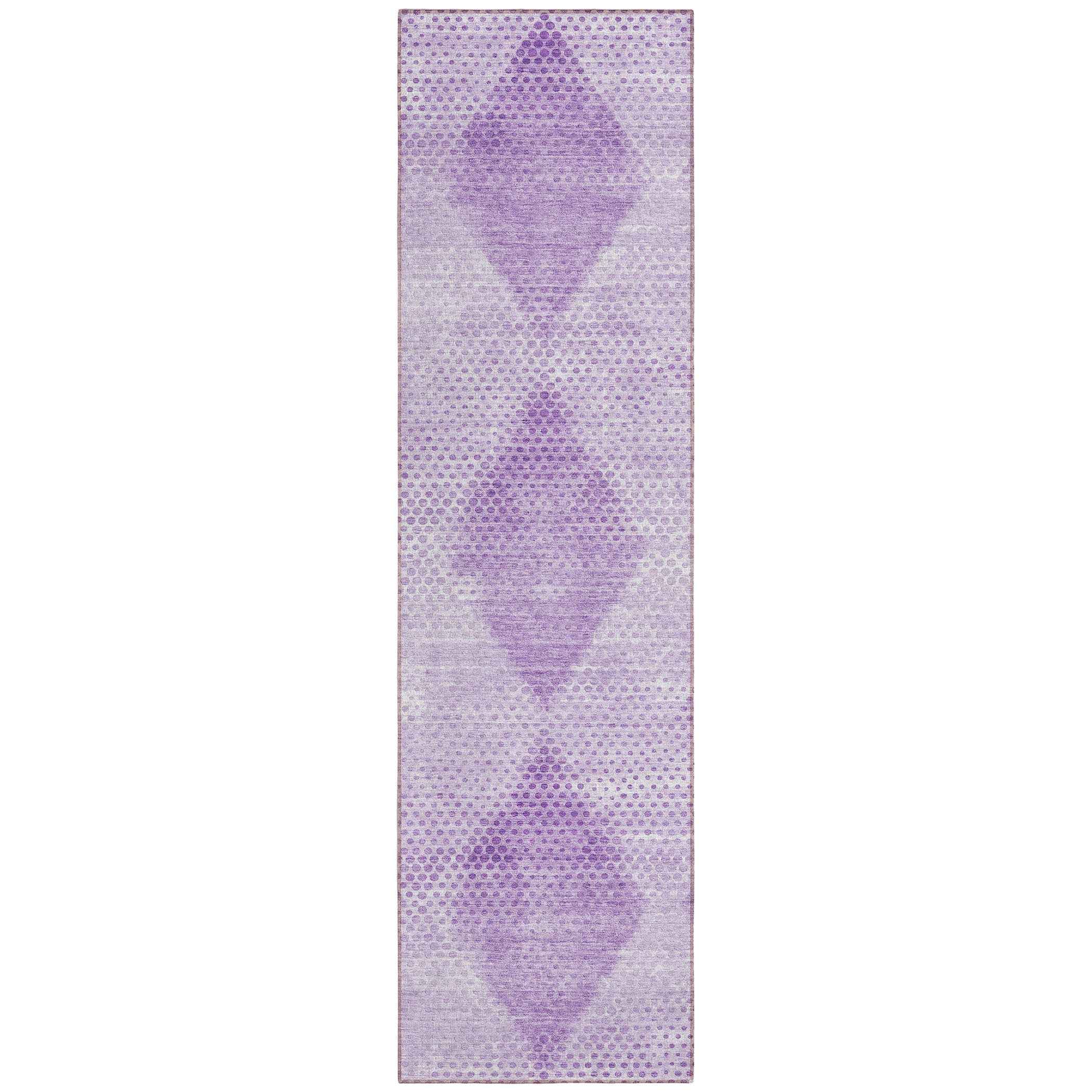 8' Runner Lavender Geometric Washable Non Skid Indoor Outdoor Runner Rug
