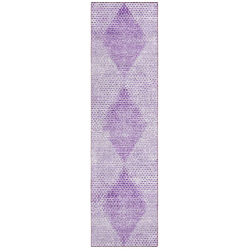 8' Runner Lavender Geometric Washable Non Skid Indoor Outdoor Runner Rug