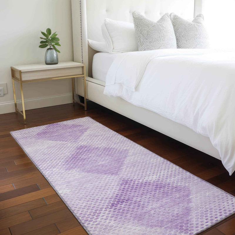 8' Runner Lavender Geometric Washable Non Skid Indoor Outdoor Runner Rug