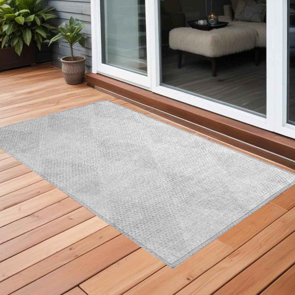 3' X 5' Ivory Geometric Washable Non Skid Indoor Outdoor Area Rug
