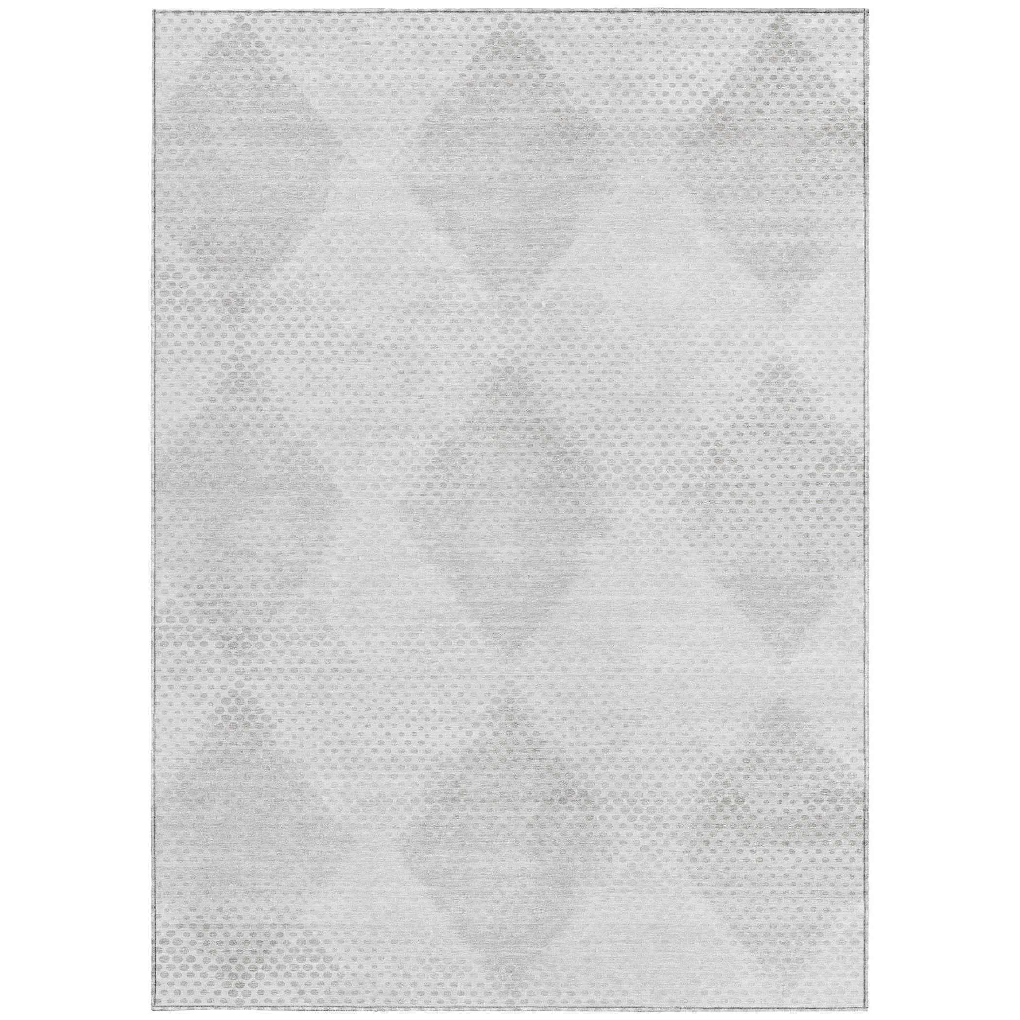 3' X 5' Ivory Geometric Washable Non Skid Indoor Outdoor Area Rug