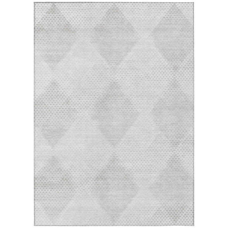 3' X 5' Ivory Geometric Washable Non Skid Indoor Outdoor Area Rug