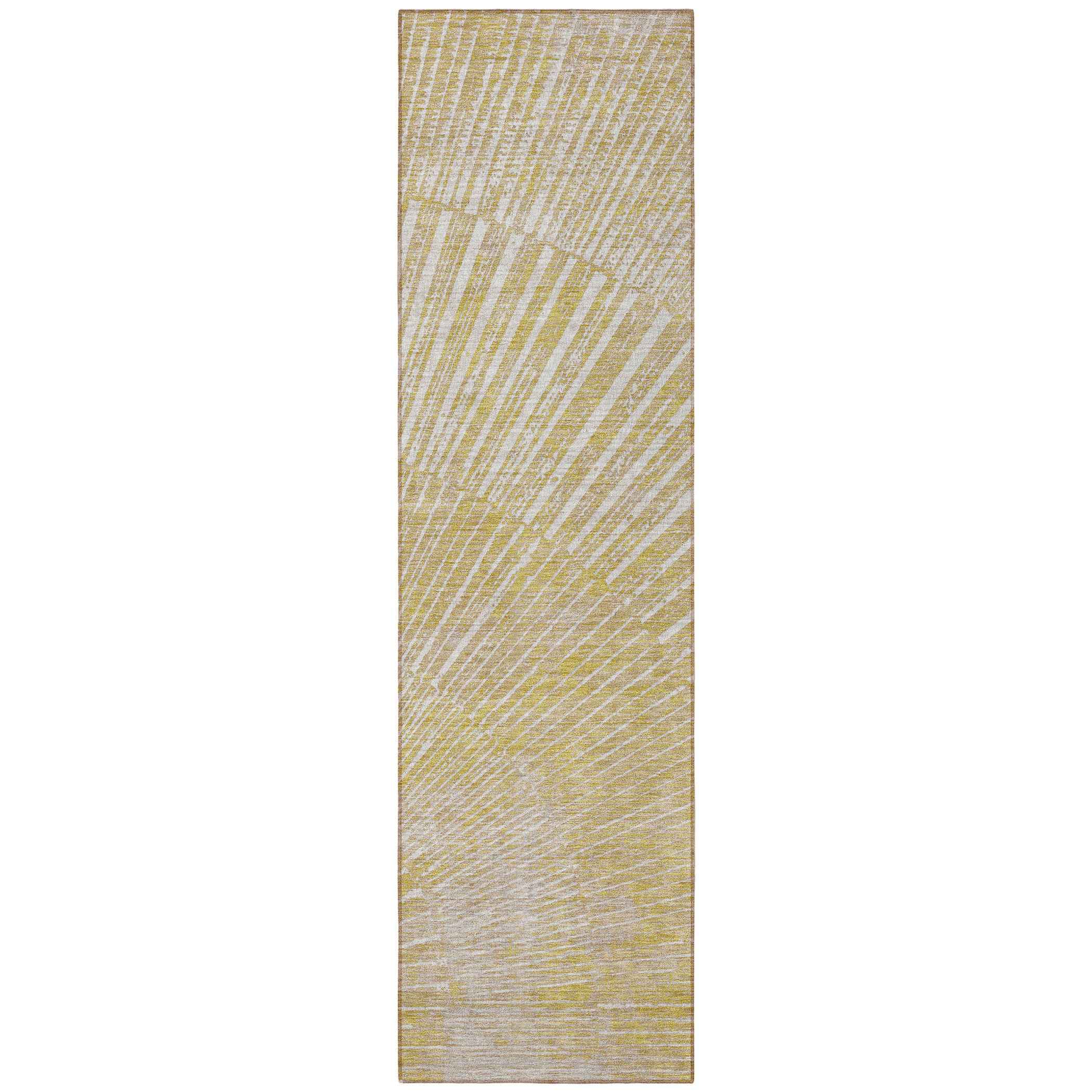 8' Runner Wheat Abstract Washable Non Skid Indoor Outdoor Runner Rug