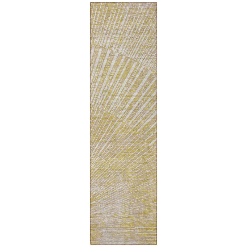 8' Runner Wheat Abstract Washable Non Skid Indoor Outdoor Runner Rug