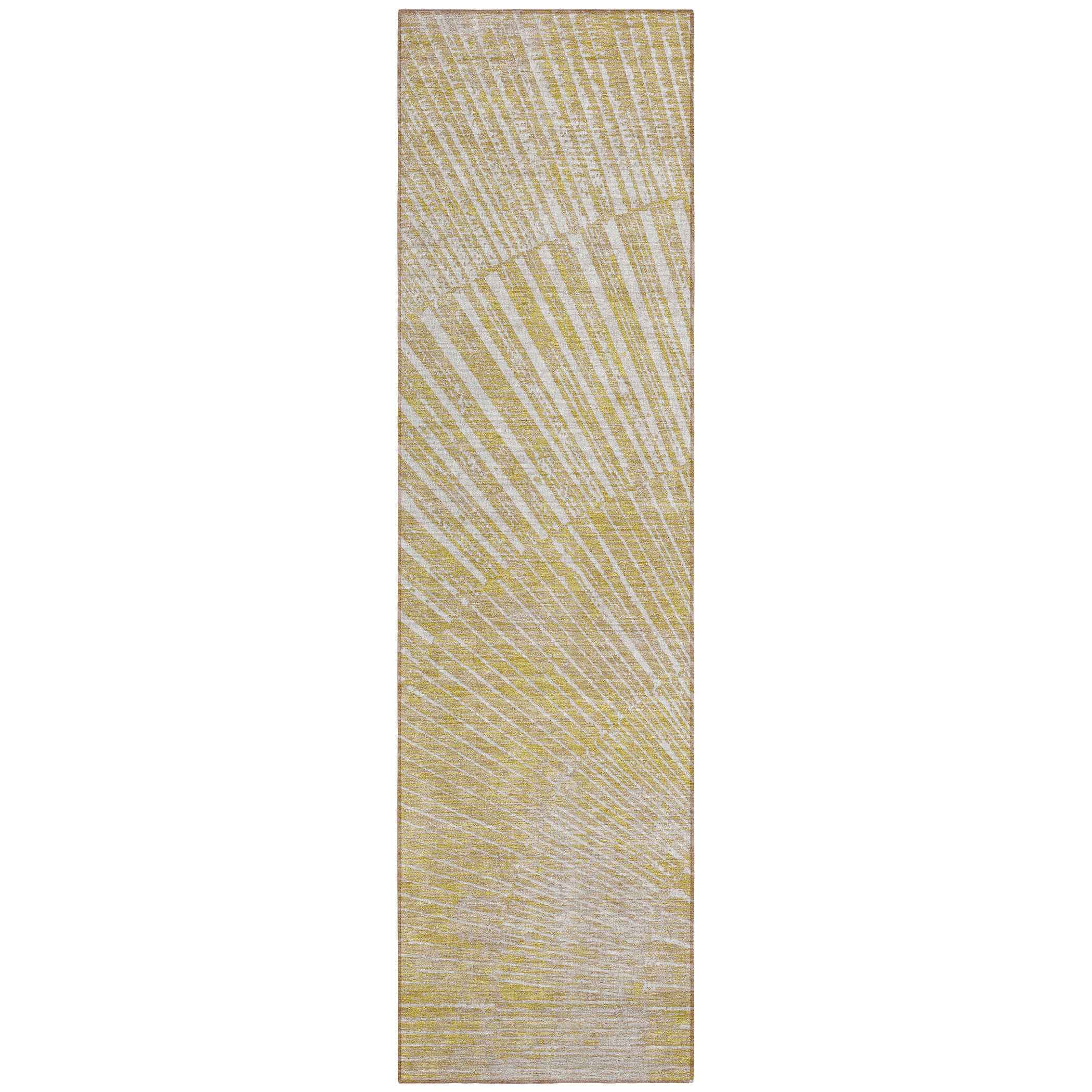 8' Runner Wheat Abstract Washable Non Skid Indoor Outdoor Runner Rug