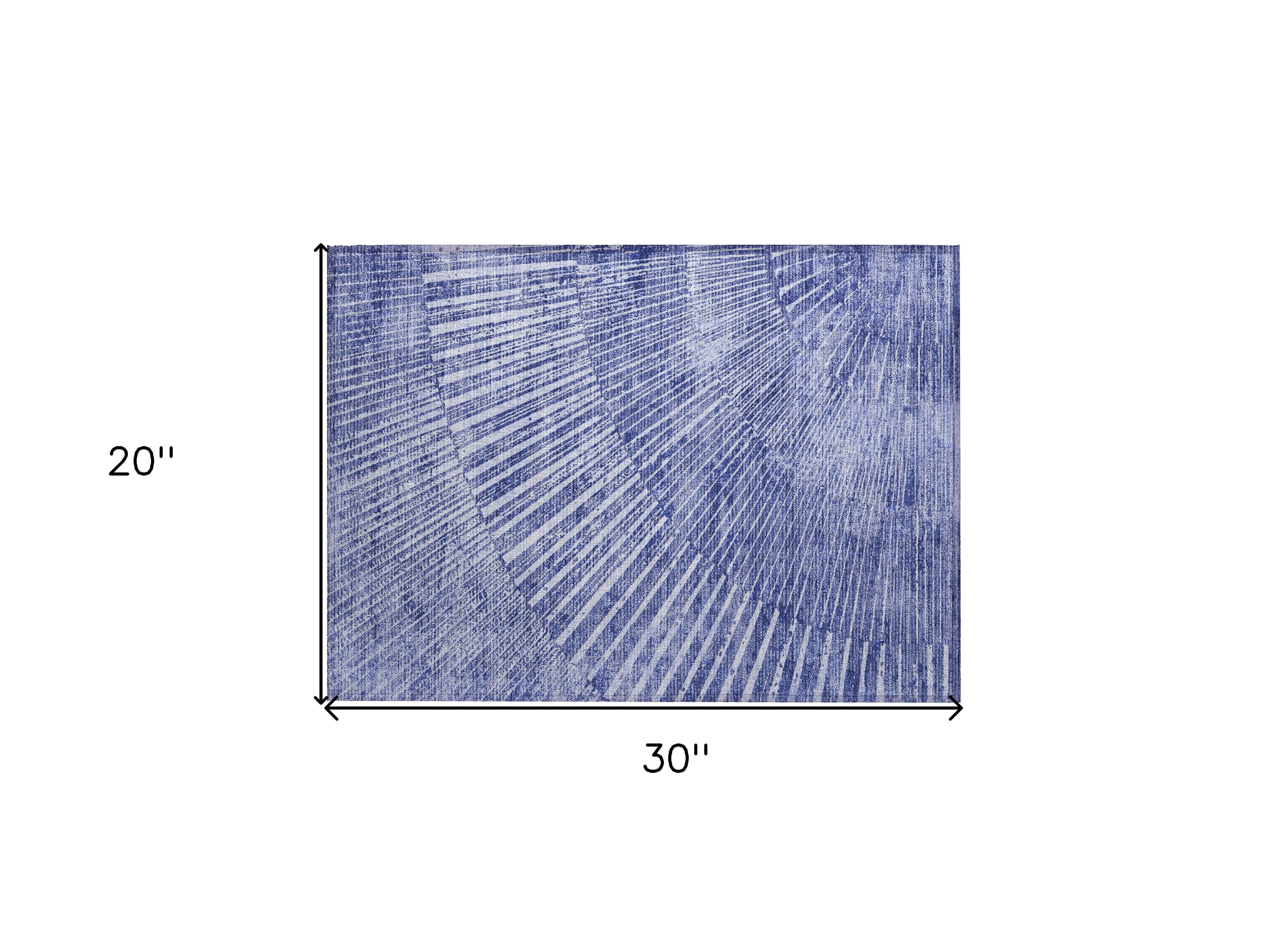 2' X 3' Navy Blue Abstract Washable Non Skid Indoor Outdoor Area Rug