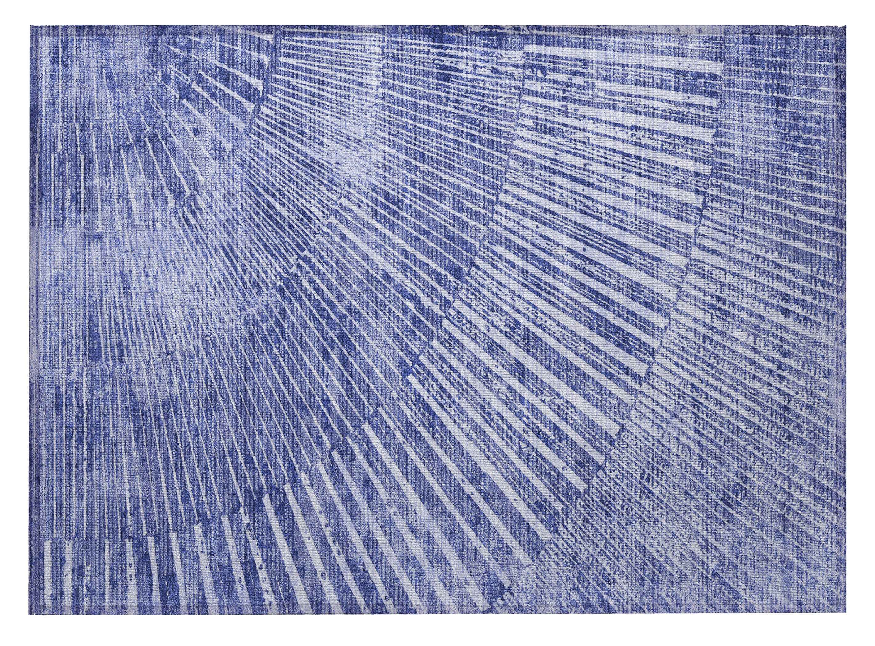 2' X 3' Navy Blue Abstract Washable Non Skid Indoor Outdoor Area Rug