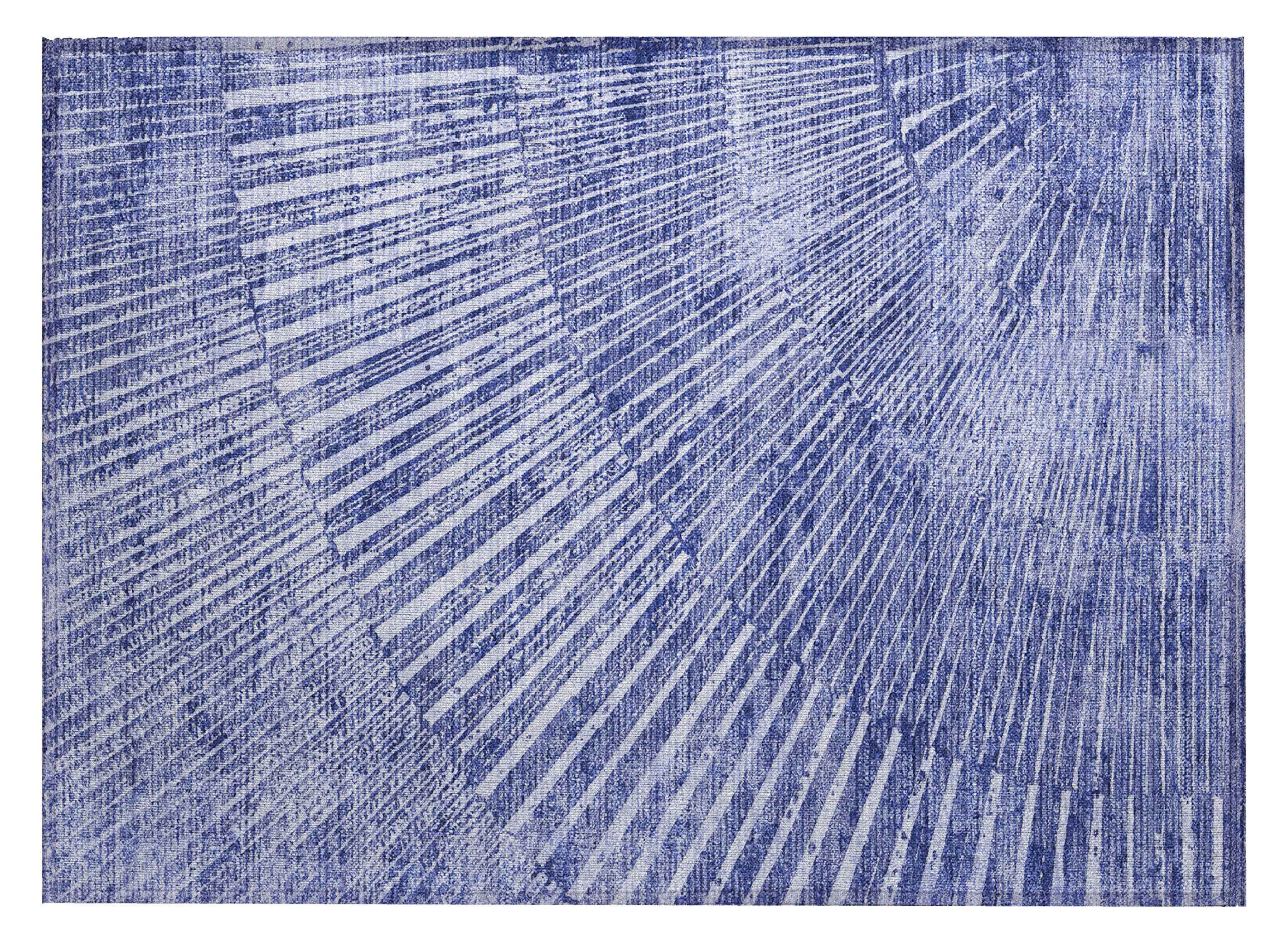 2' X 3' Navy Blue Abstract Washable Non Skid Indoor Outdoor Area Rug