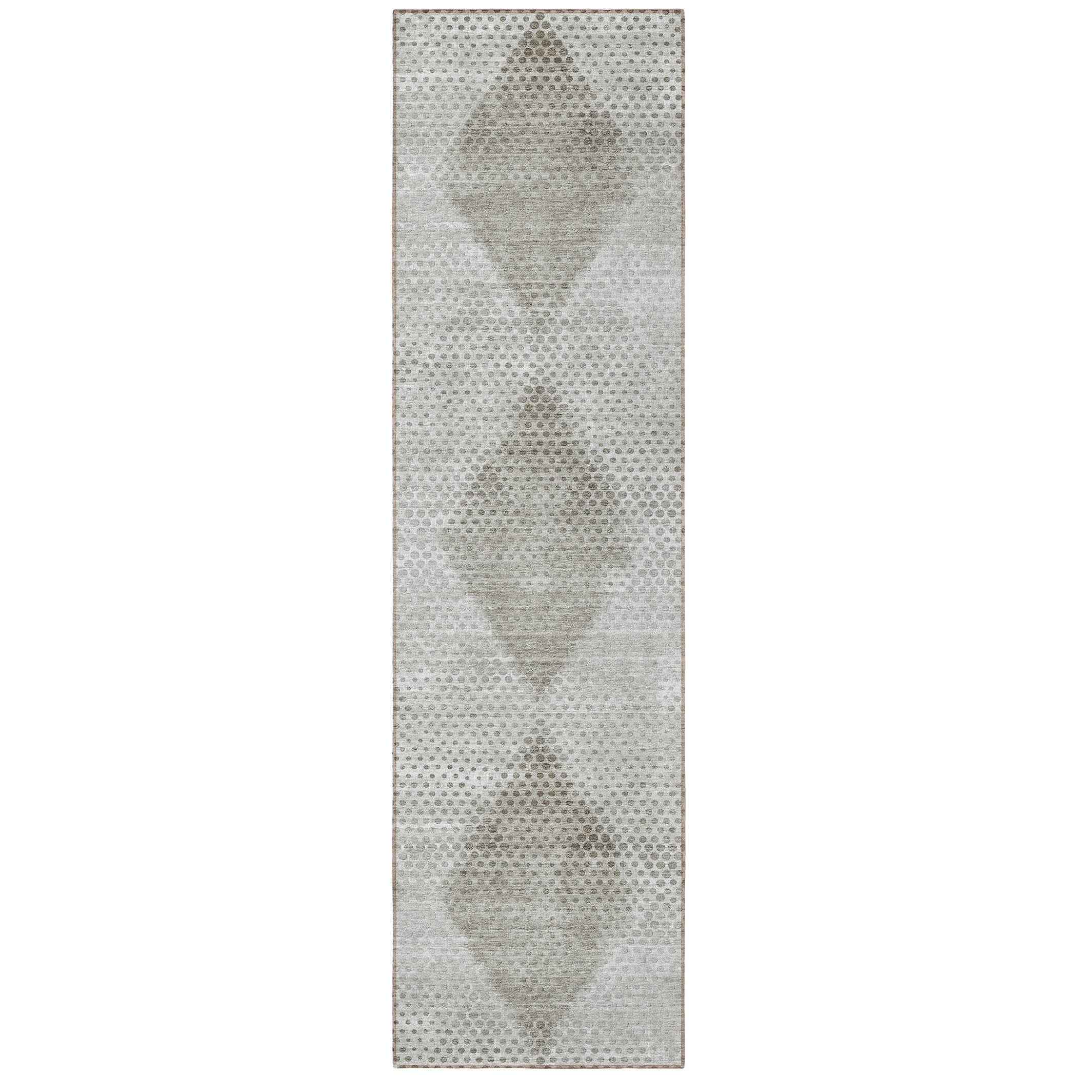 8' Runner Gray Geometric Washable Non Skid Indoor Outdoor Runner Rug