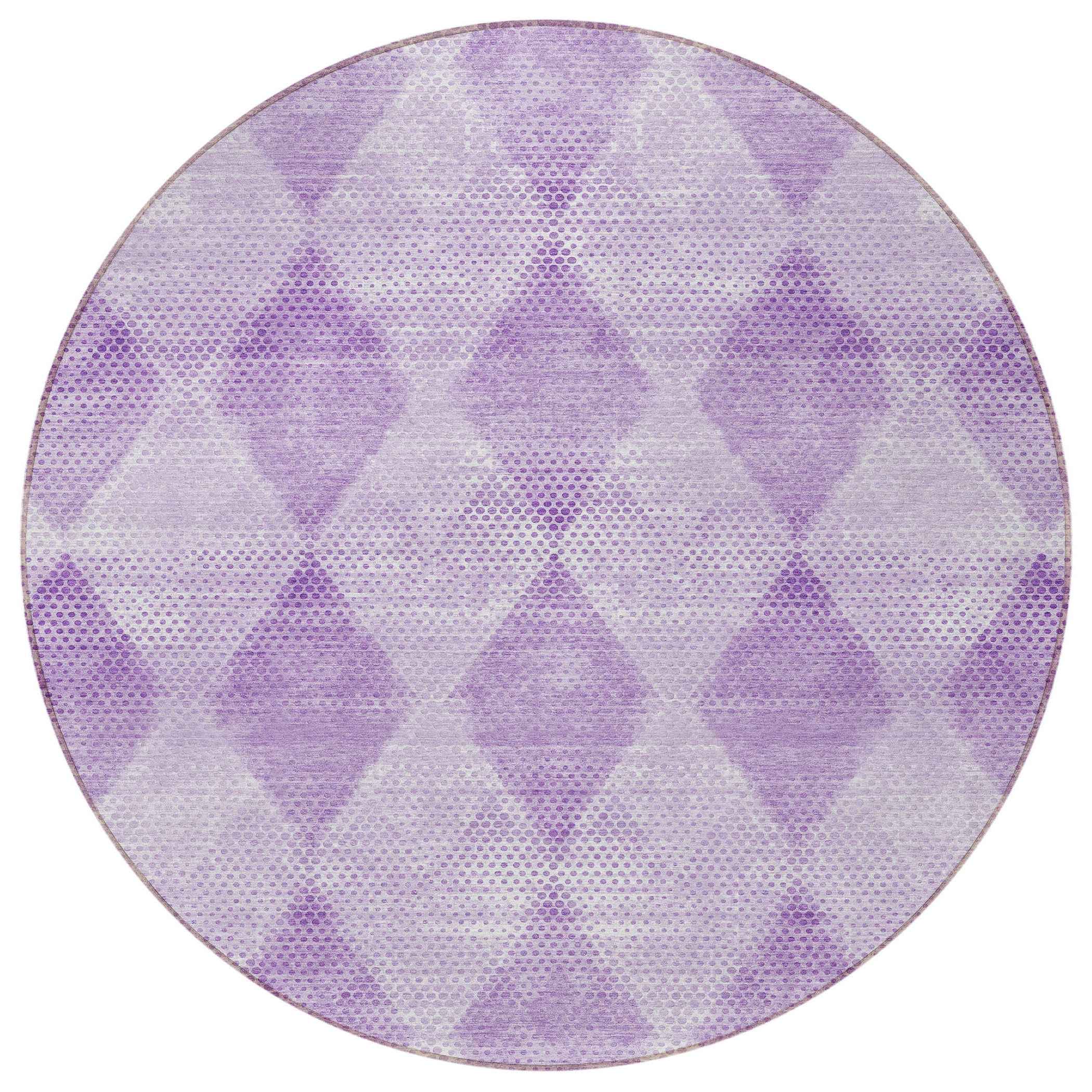 8' Round Lavender Round Geometric Washable Non Skid Indoor Outdoor Area Rug