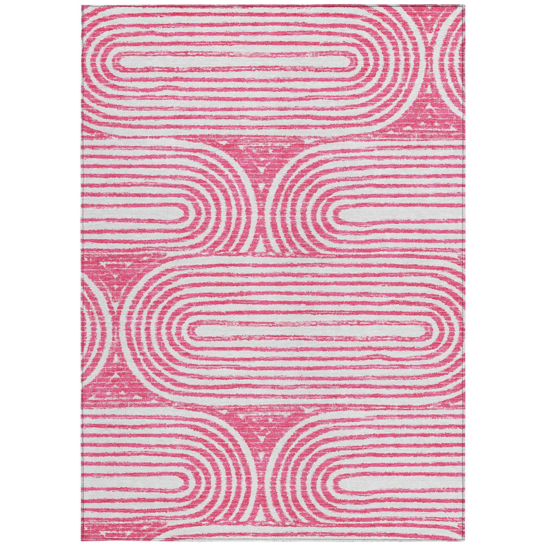 3' X 5' Blush Abstract Washable Non Skid Indoor Outdoor Area Rug